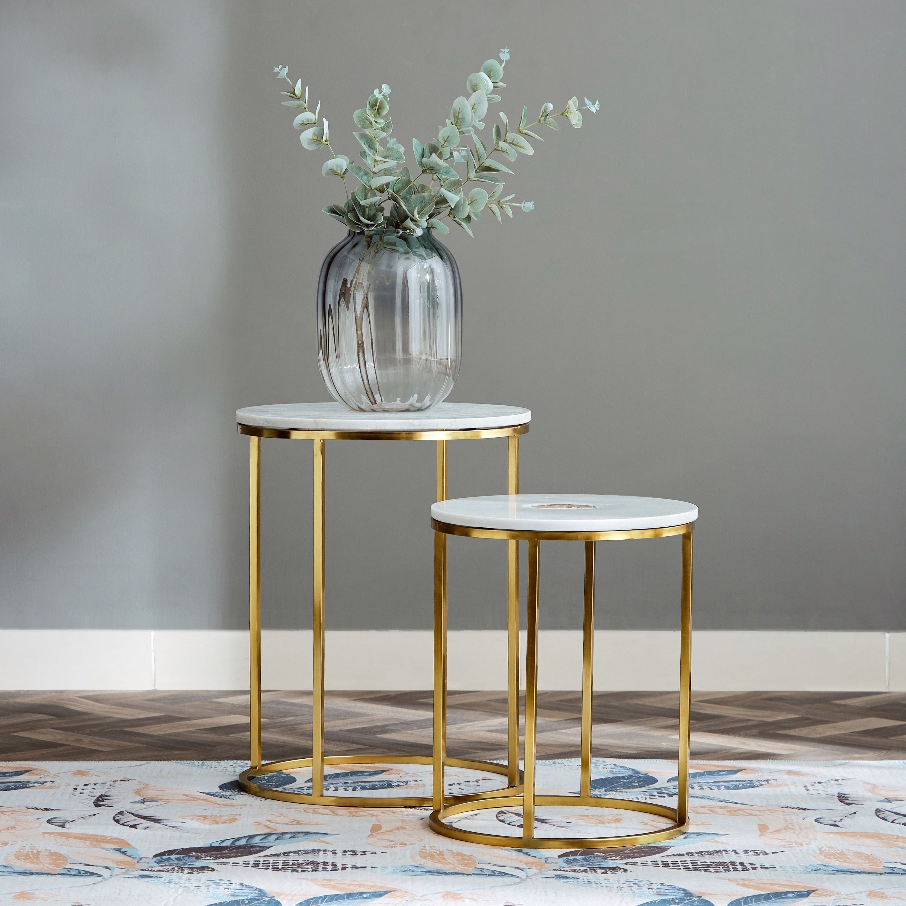 طقم طاولة جانبية من قطعتين بسطح من الرخام - سمارا من فيندرا-hbxfurniture-livingroom-nestingtables-image-1