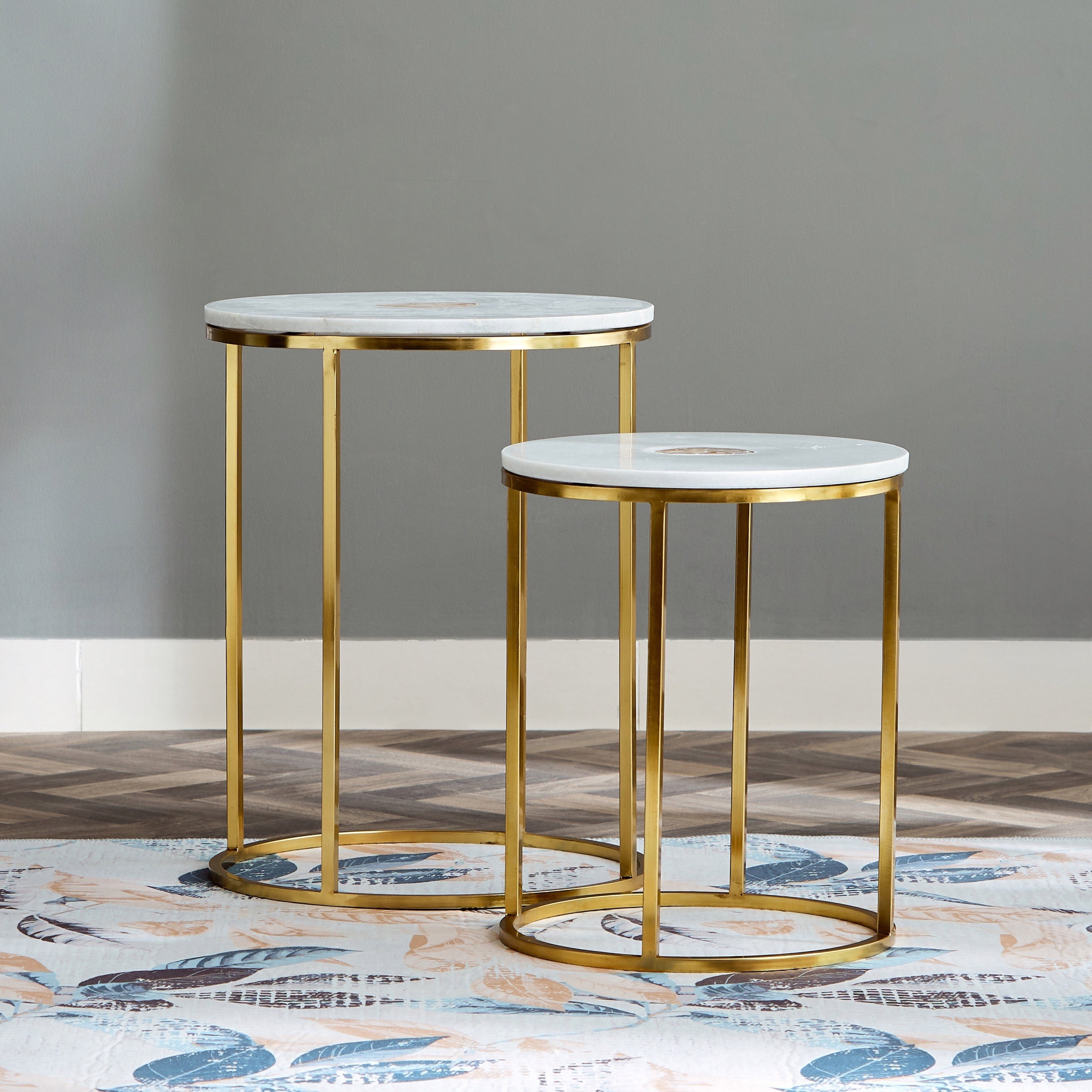 طقم طاولة جانبية من قطعتين بسطح من الرخام - سمارا من فيندرا-hbxfurniture-livingroom-nestingtables-image-2