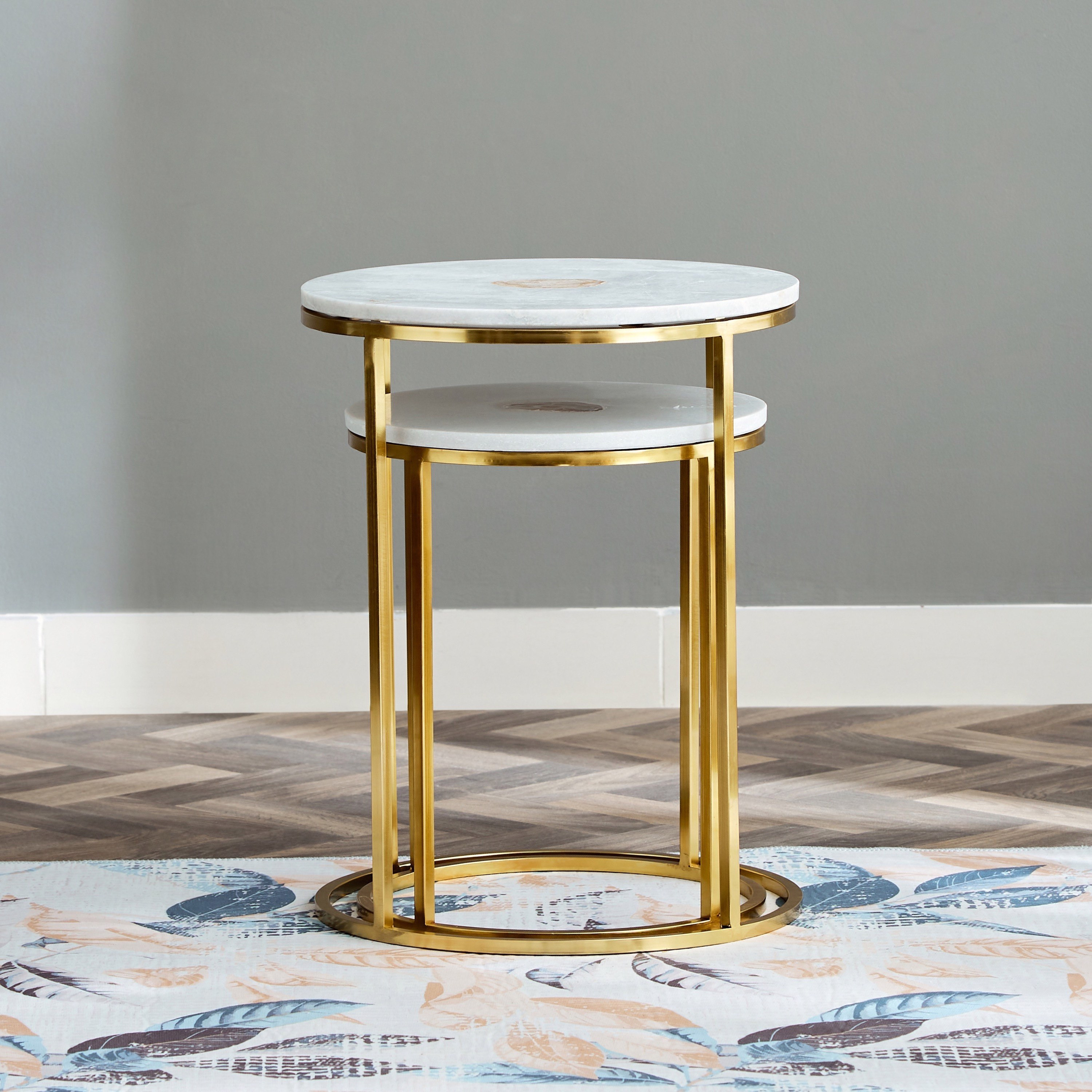 طقم طاولة جانبية من قطعتين بسطح من الرخام - سمارا من فيندرا-hbxfurniture-livingroom-nestingtables-image-3