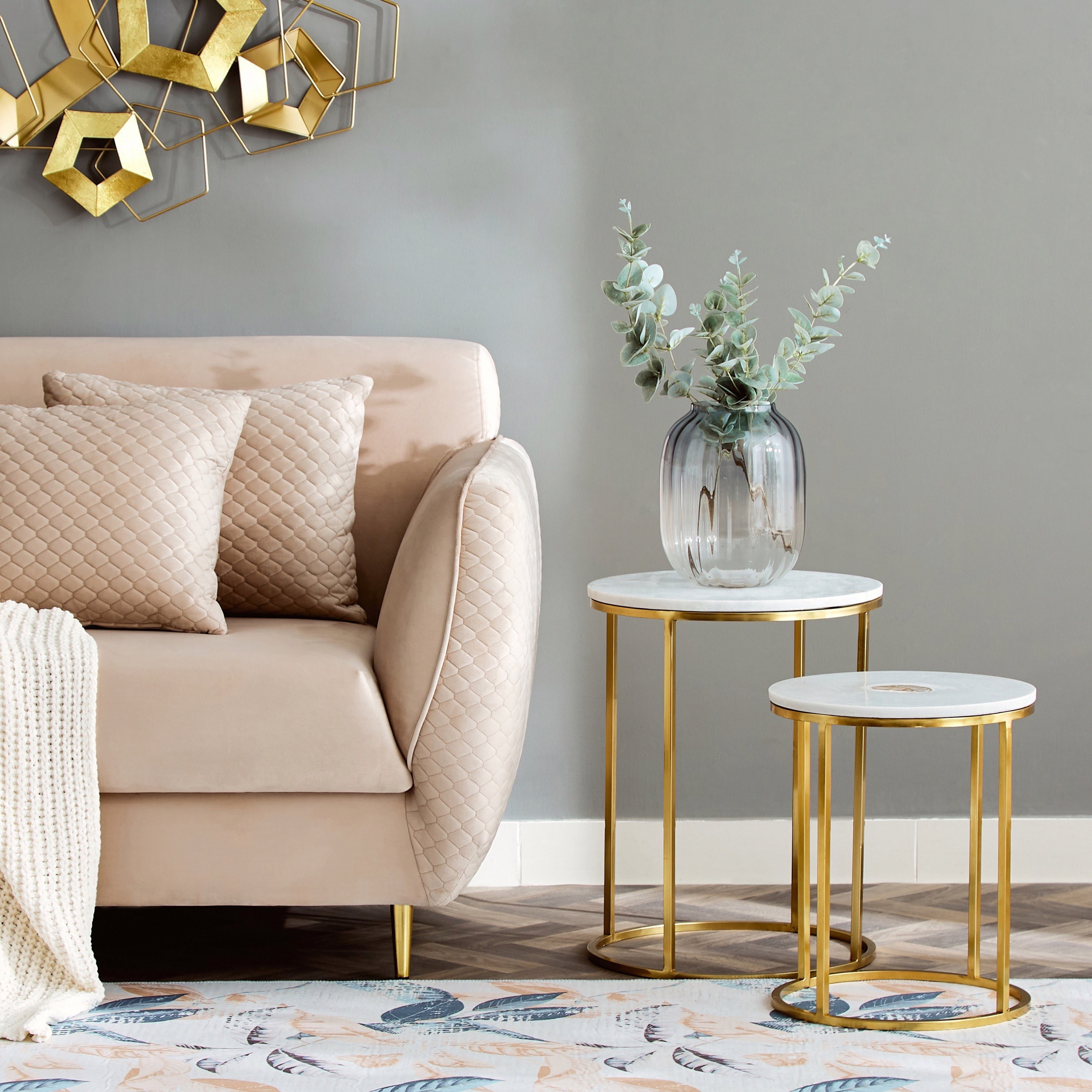 طقم طاولة جانبية من قطعتين بسطح من الرخام - سمارا من فيندرا-hbxfurniture-livingroom-nestingtables-image-6
