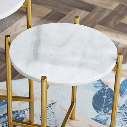 طاولة جانبية بسطح رخام من أونيكس - طقم من قطعتين