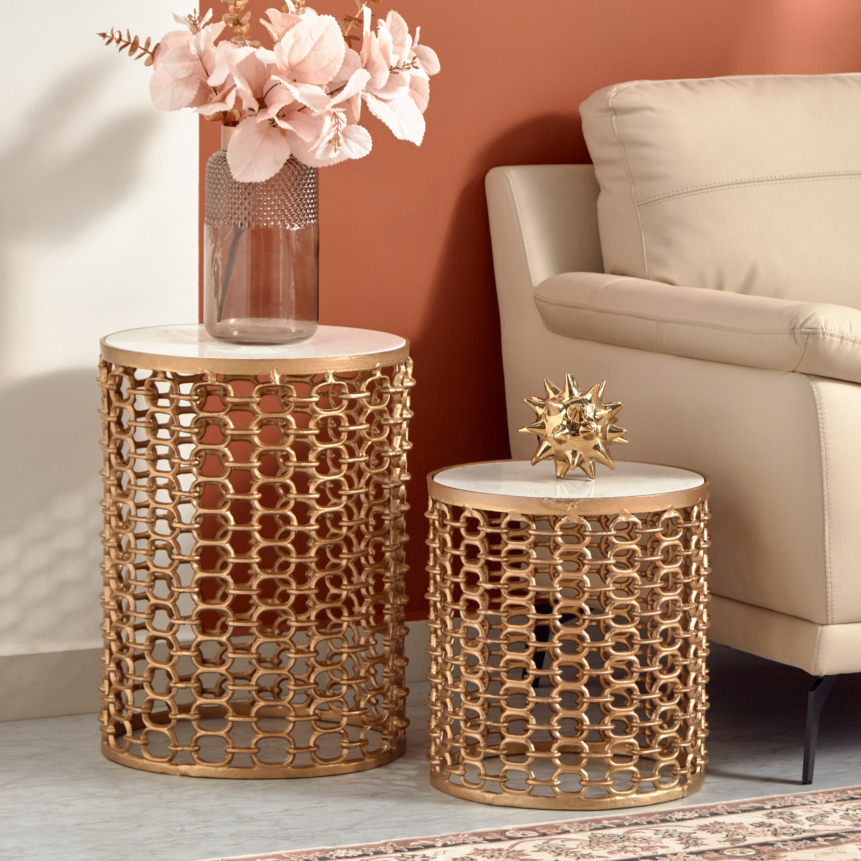 Vendra Marrakesh Marble Top 2-Piece End Table Set-hbxfurniture-livingroom-endtables-image-1