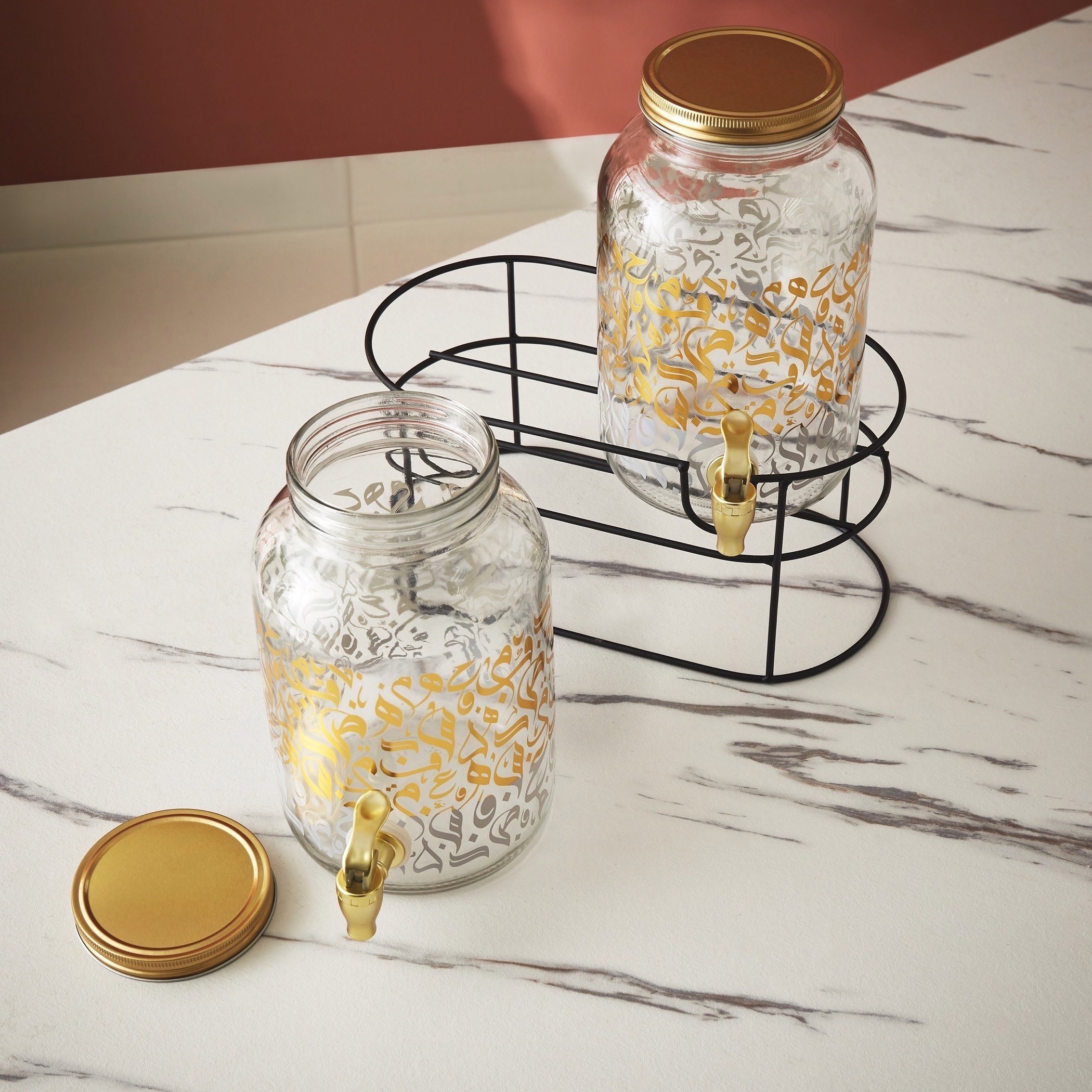 طقم موزع مشروبات وحامل من قطعتين بتصميم كاليجرافي - 3.7 لتر-hbxhomeware-hbxkitchen-image-8