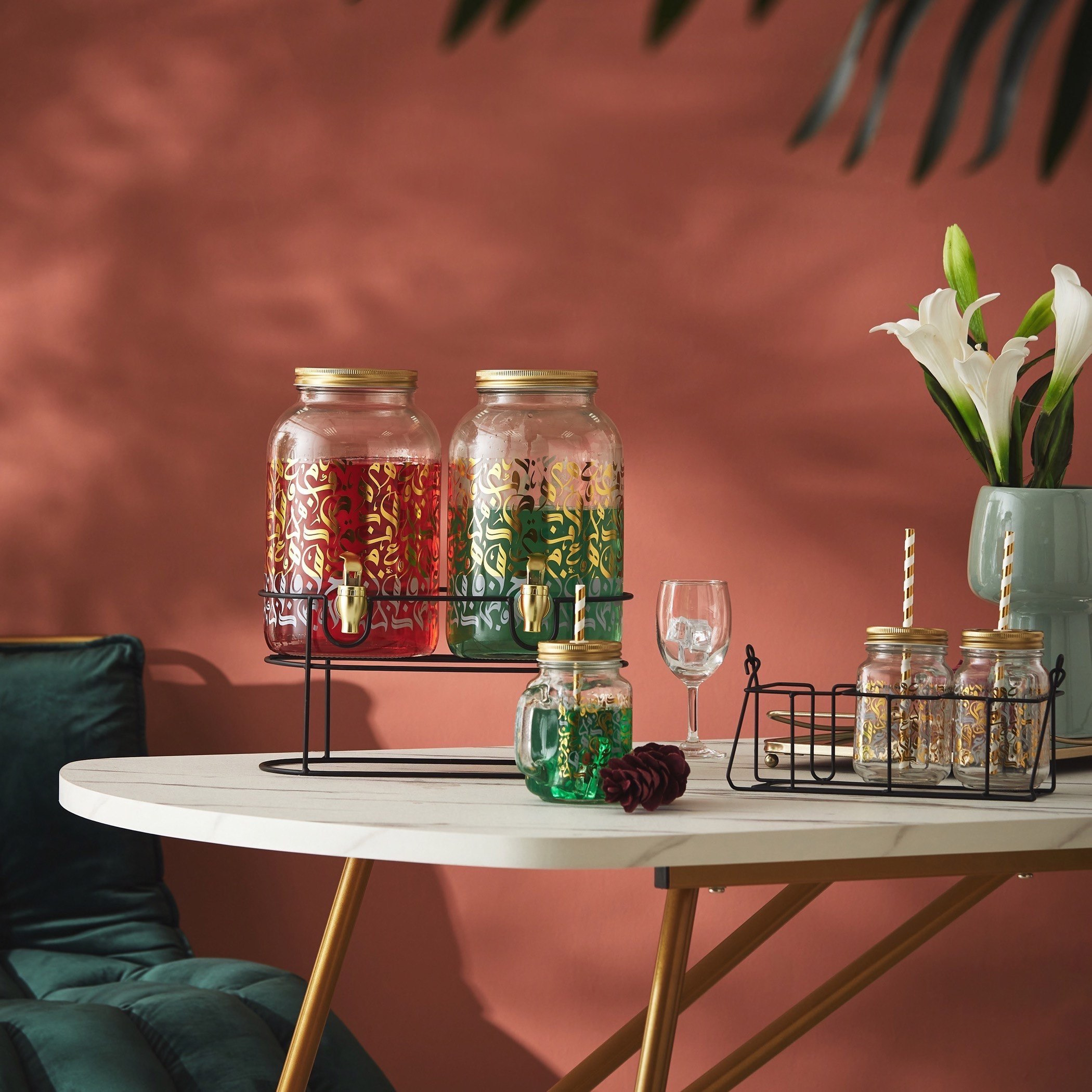 طقم موزع مشروبات وحامل من قطعتين بتصميم كاليجرافي - 3.7 لتر-hbxhomeware-hbxkitchen-image-9