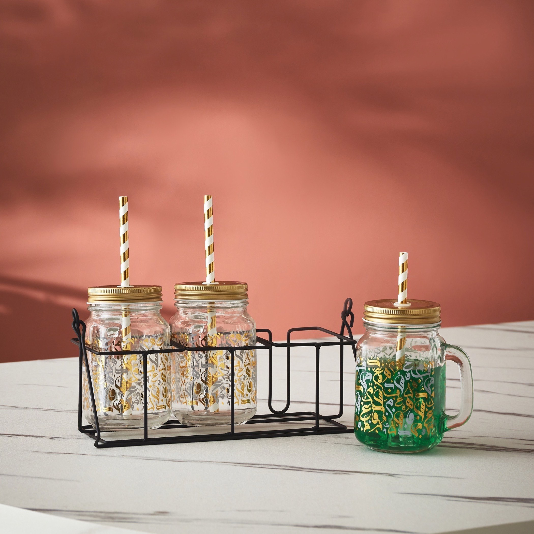 جرة ماسون 3 قطع مع حامل كاليجرافي- 450 مل-hbxhomeware-hbxkitchen-image-1