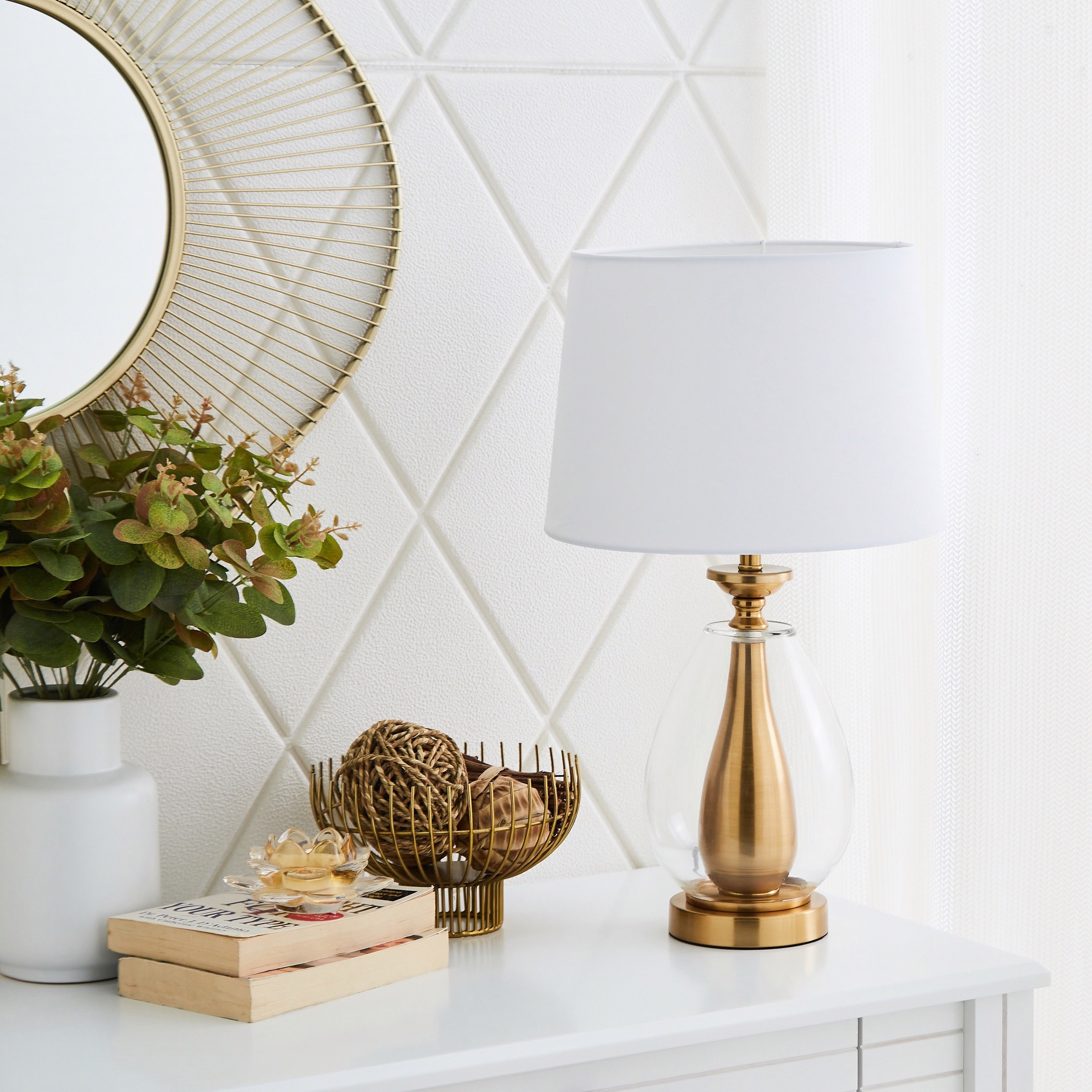 Diego Premium Metal Table Lamp with Oval Glass Base - 30x54 cm-hbxlivingroom-lighting-tablelamps-image-4