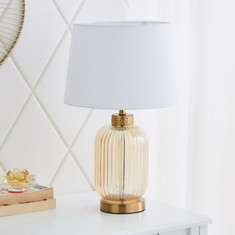 Diego Cylinder Shaped Glass with Premium Metal Table Lamp - 25x48 cms
