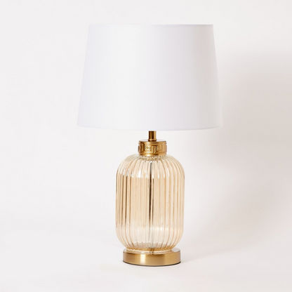 Diego Cylinder Shaped Glass with Premium Metal Table Lamp - 25x48 cms