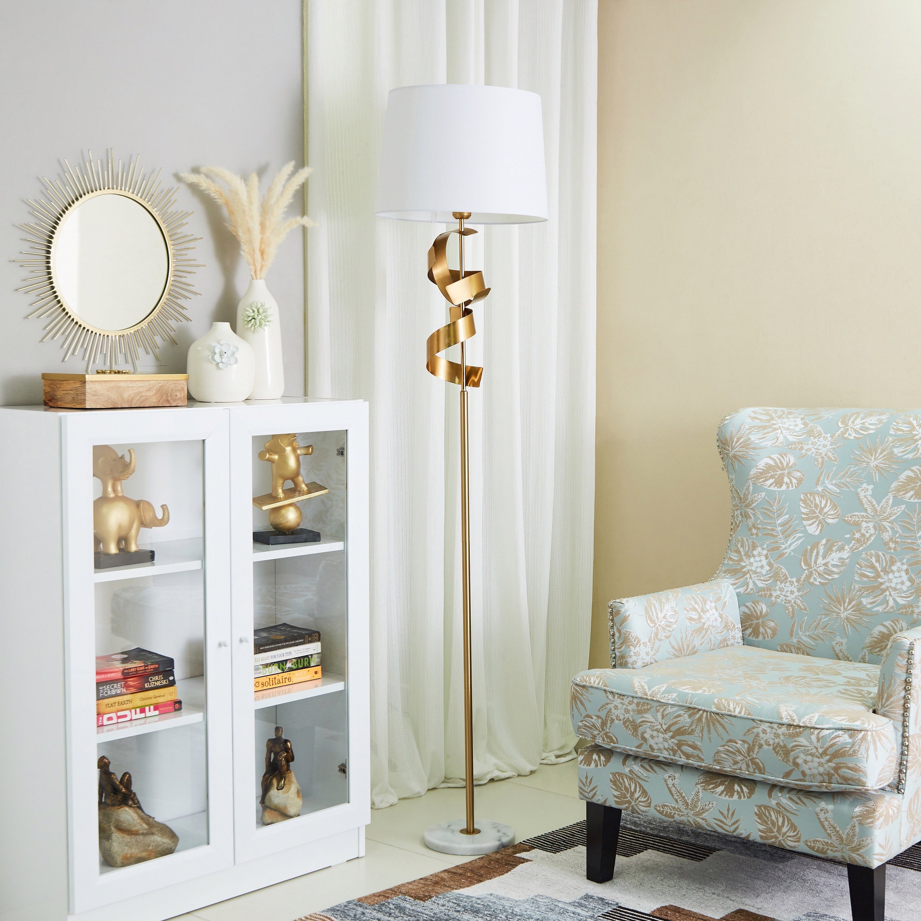 مصباح أرضية من المعدن الفاخر بقاعدة سيراميك من ليو - 41x176 سم-hbxhomeware-hbxdecorandfurnishings-image-4