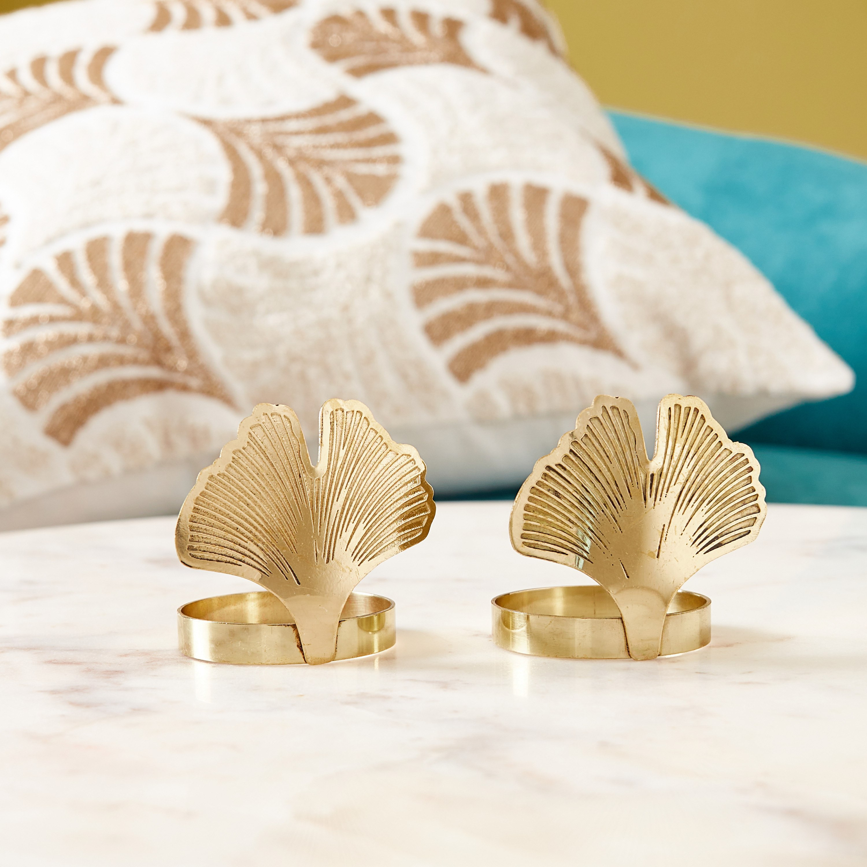 حلقات مناديل سفرة معدنية بتصميم جينكو - طقم من قطعتين-hbxdecorandfurnishings-homefurnishings-tablelinens-image-2