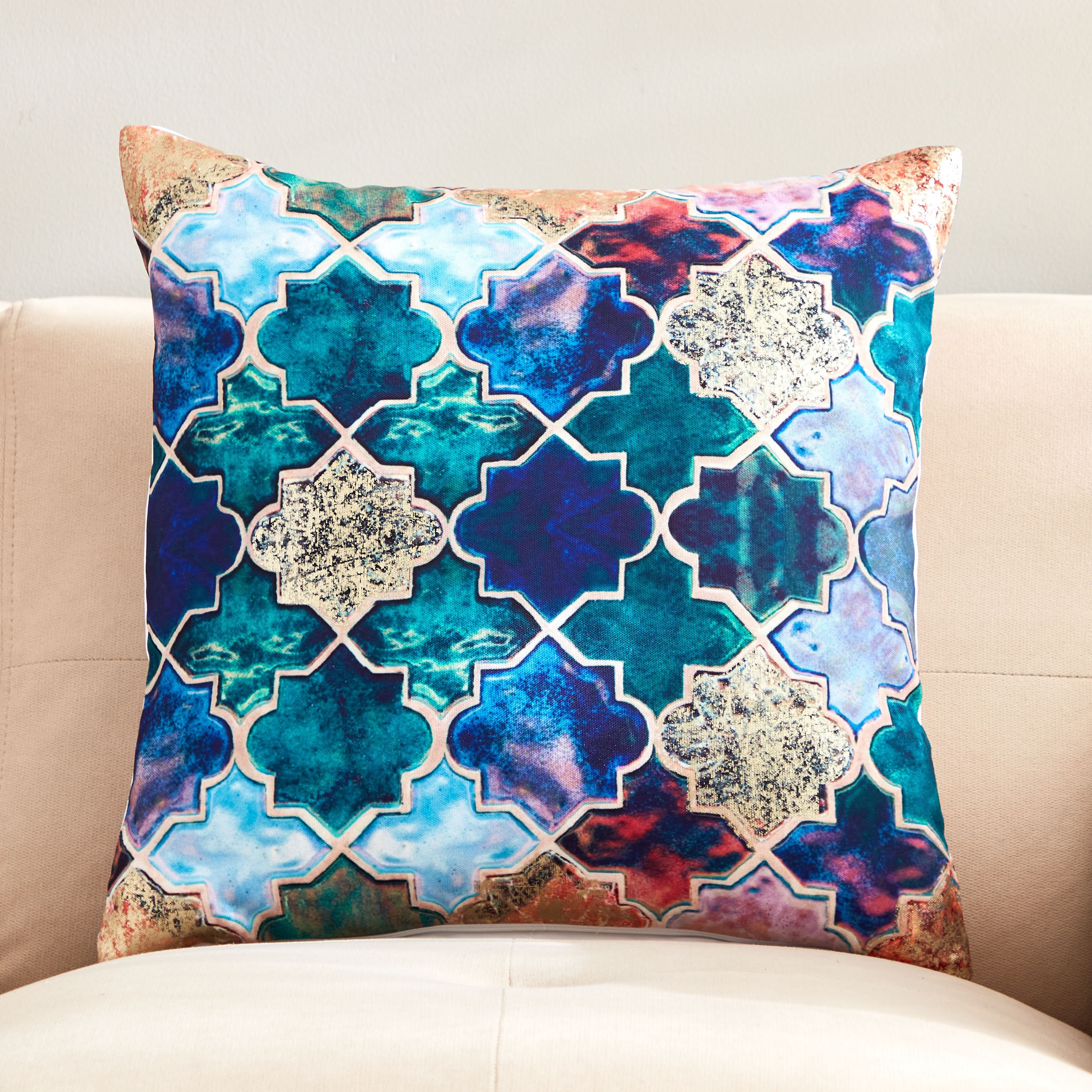 Arabesque Trellis Foil and Digital Printed Cushion Cover - 45x45 cm-hbxhomeware-cushionsandcovers-cushioncovers-image-1