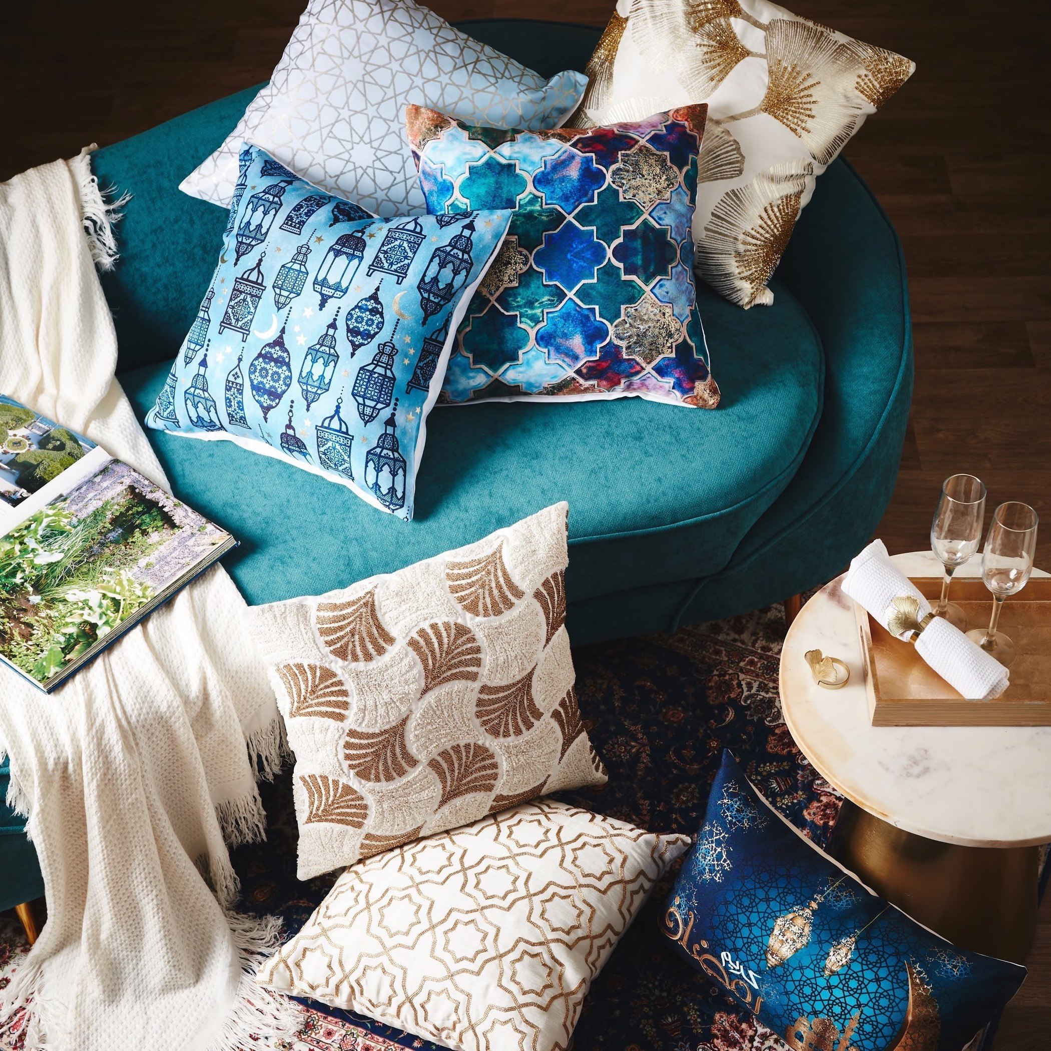 غطاء وسادة بطبعات رقمية ورقائق معدنية من أرابيسك - 45x45 سم-hbxhomeware-cushionsandcovers-cushioncovers-image-5