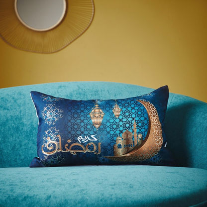 Arabesque Foil and Digital Printed Filled Cushion - 30x50 cms
