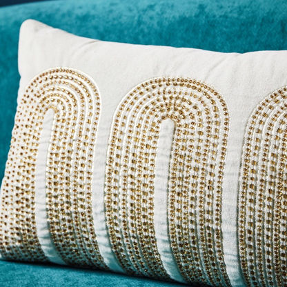 Ambridge Mia Foil and Beaded Cotton Velvet Filled Cushion - 30x50 cms
