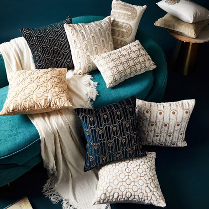 Ambridge Mia Foil and Beaded Cotton Velvet Filled Cushion - 30x50 cm-Filled Cushions-image-3