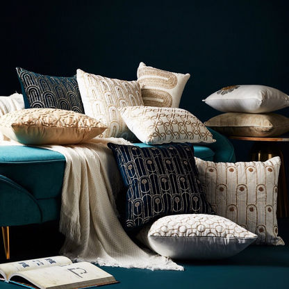 Ambridge Mia Foil and Beaded Cotton Velvet Filled Cushion - 30x50 cm-Filled Cushions-image-4