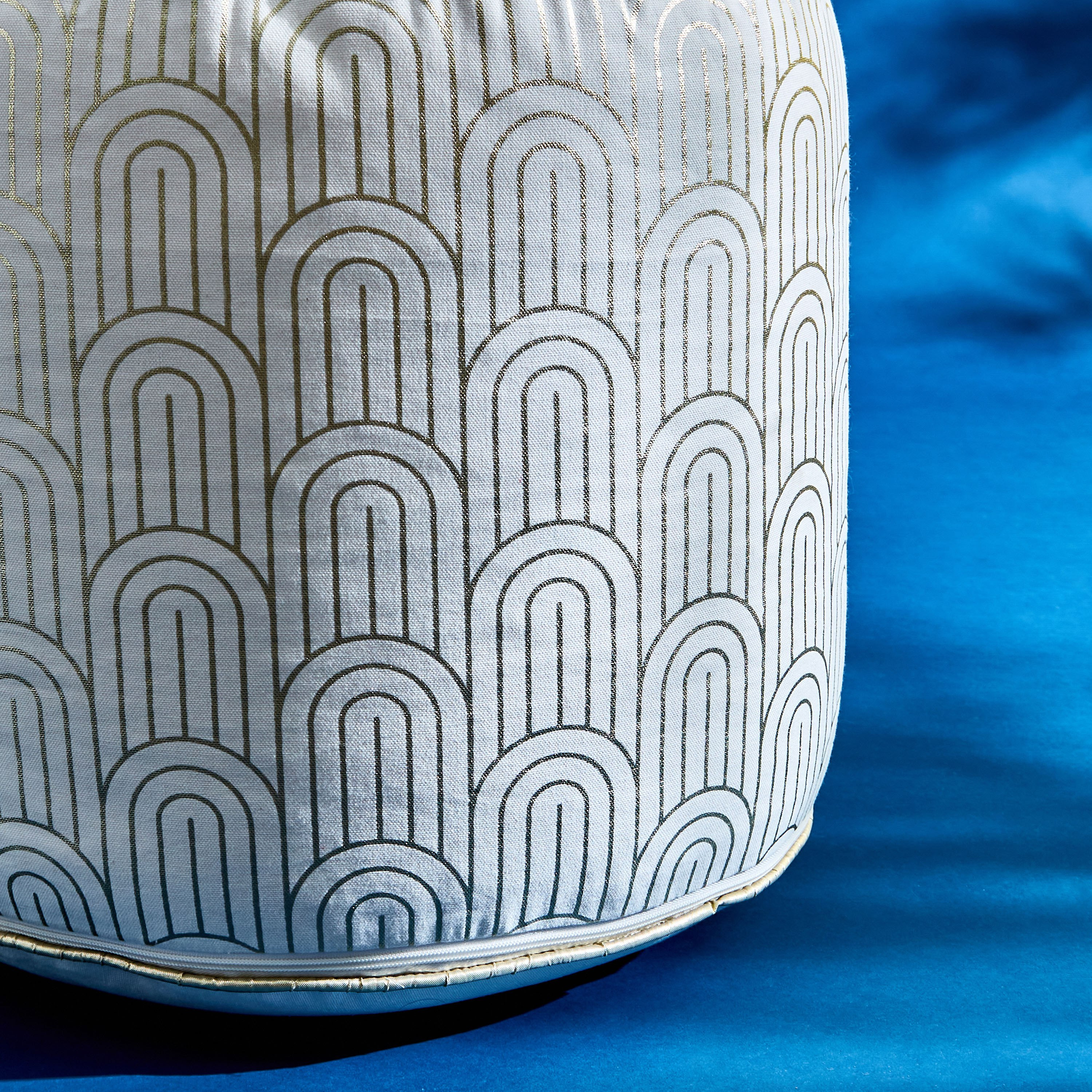 Ambridge Mia Foil Printed Cotton Canvas Pouf - 45x40 cm-hbxlivingroom-sofasandarmchairs-ottomansandfootstools-image-2
