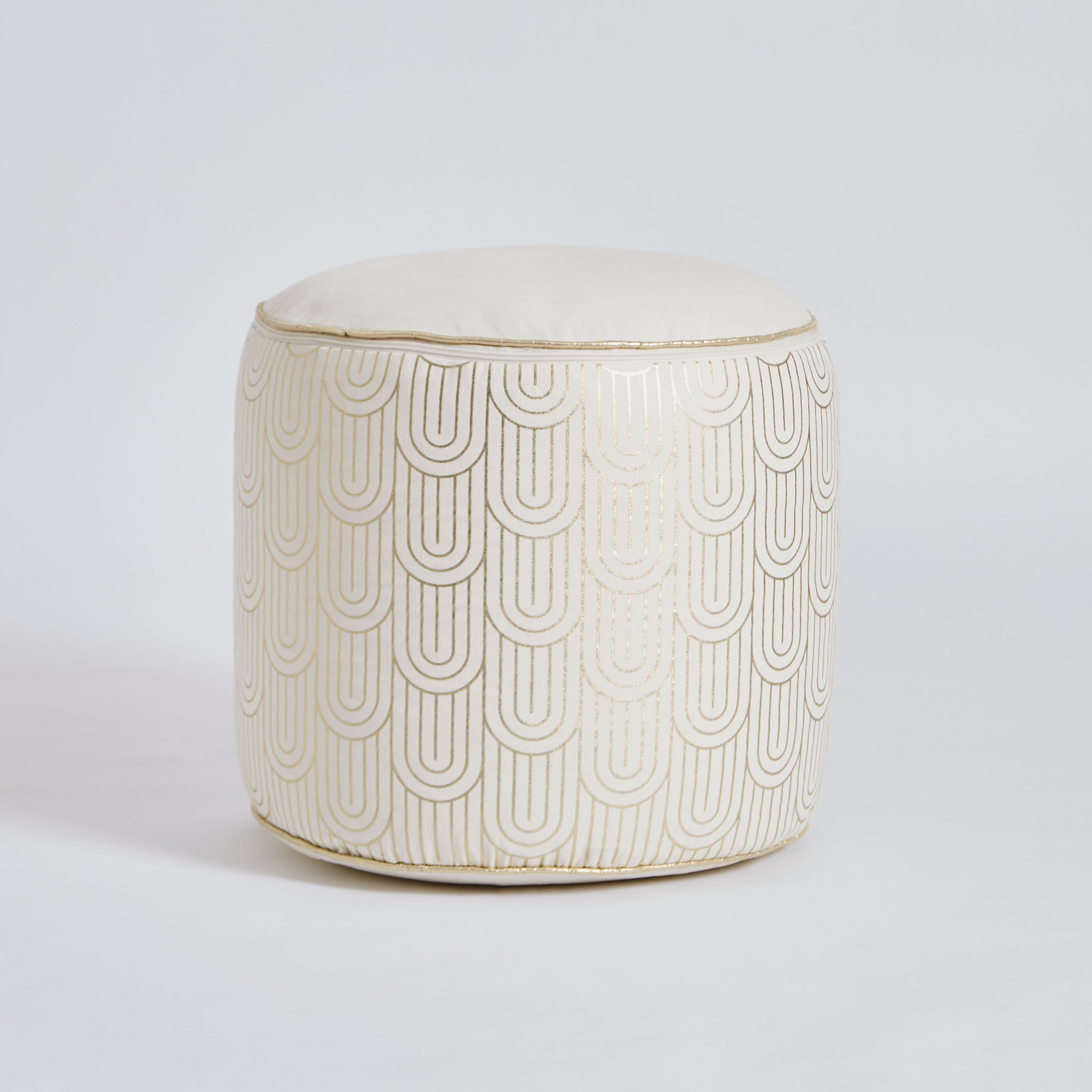 Ambridge Mia Foil Printed Cotton Canvas Pouf - 45x40 cm-hbxlivingroom-sofasandarmchairs-ottomansandfootstools-image-6