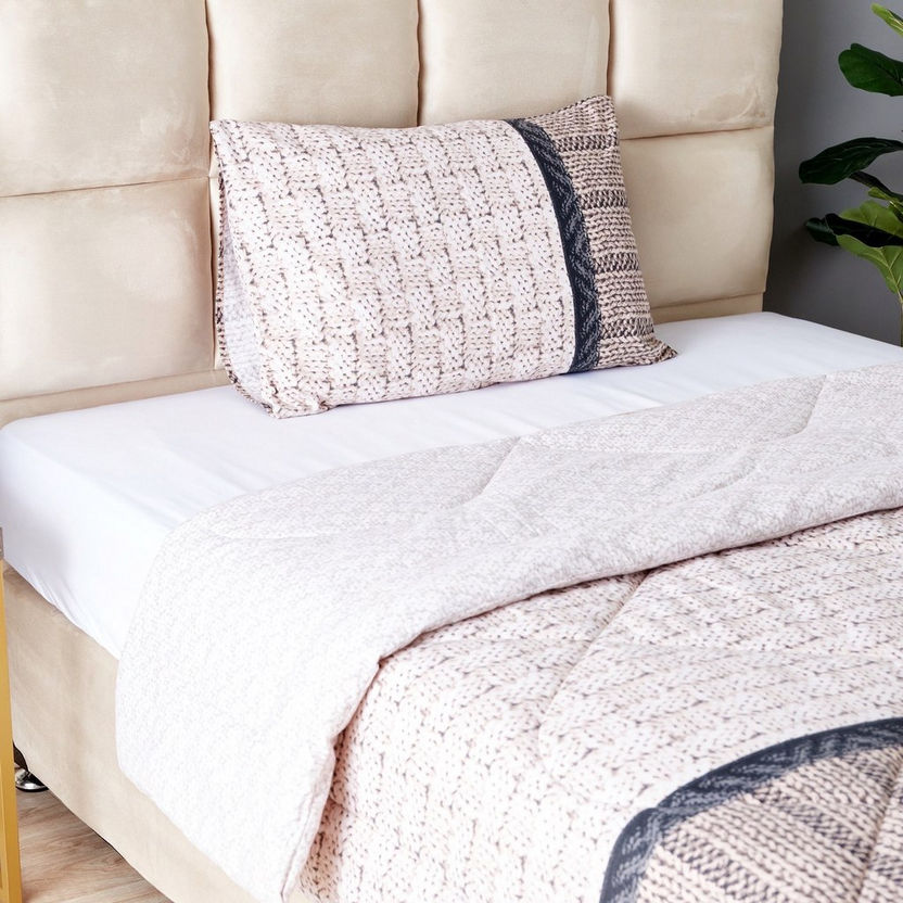 Adeline 2-Piece Cotton Flannel Twin Comforter Set - 150x220 cm-Comforter Sets-image-1
