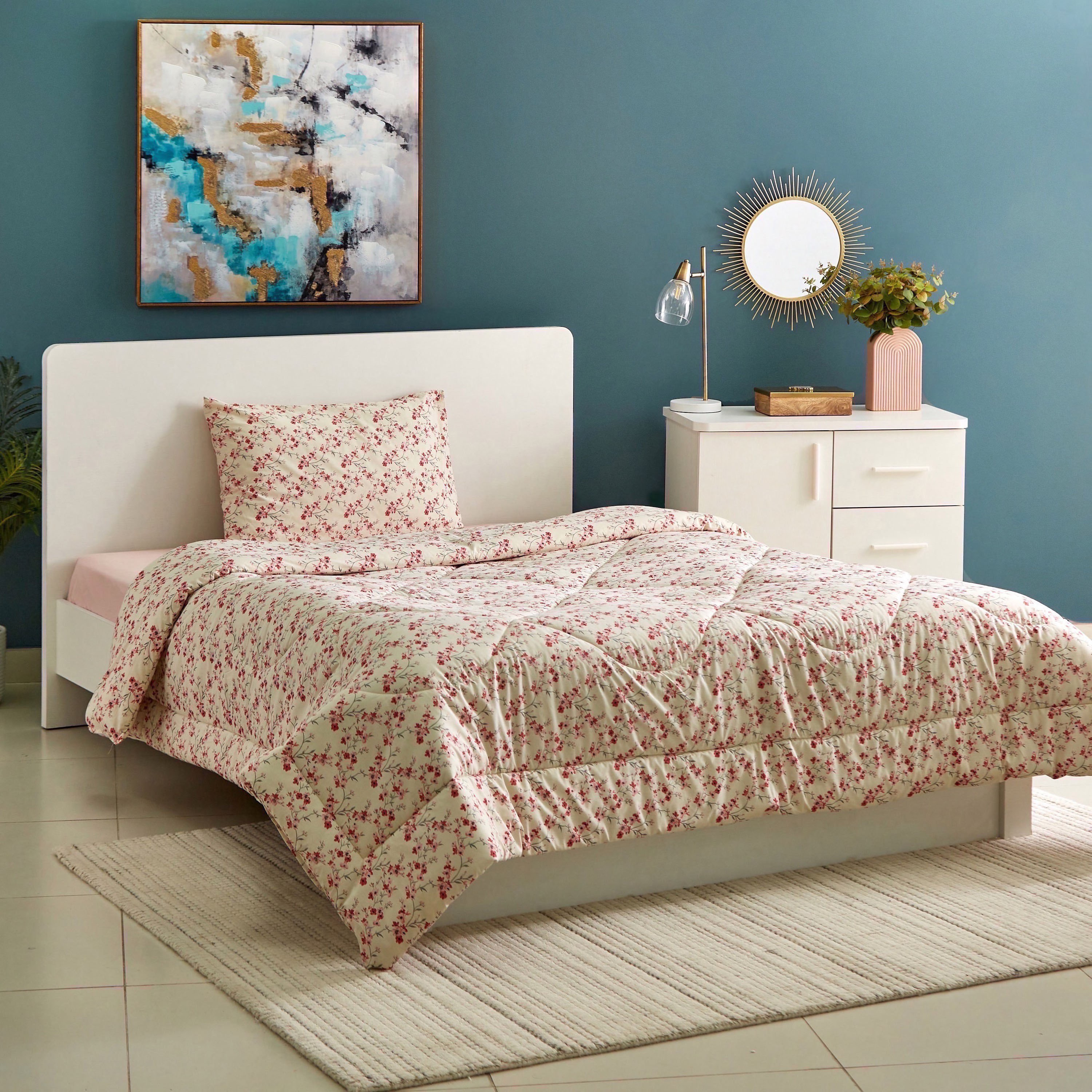طقم لحاف كينج قطن بطبعات قطعتين من كوين - 150x220 سم-hbxhomeware-hbxdecorandfurnishings-image-1