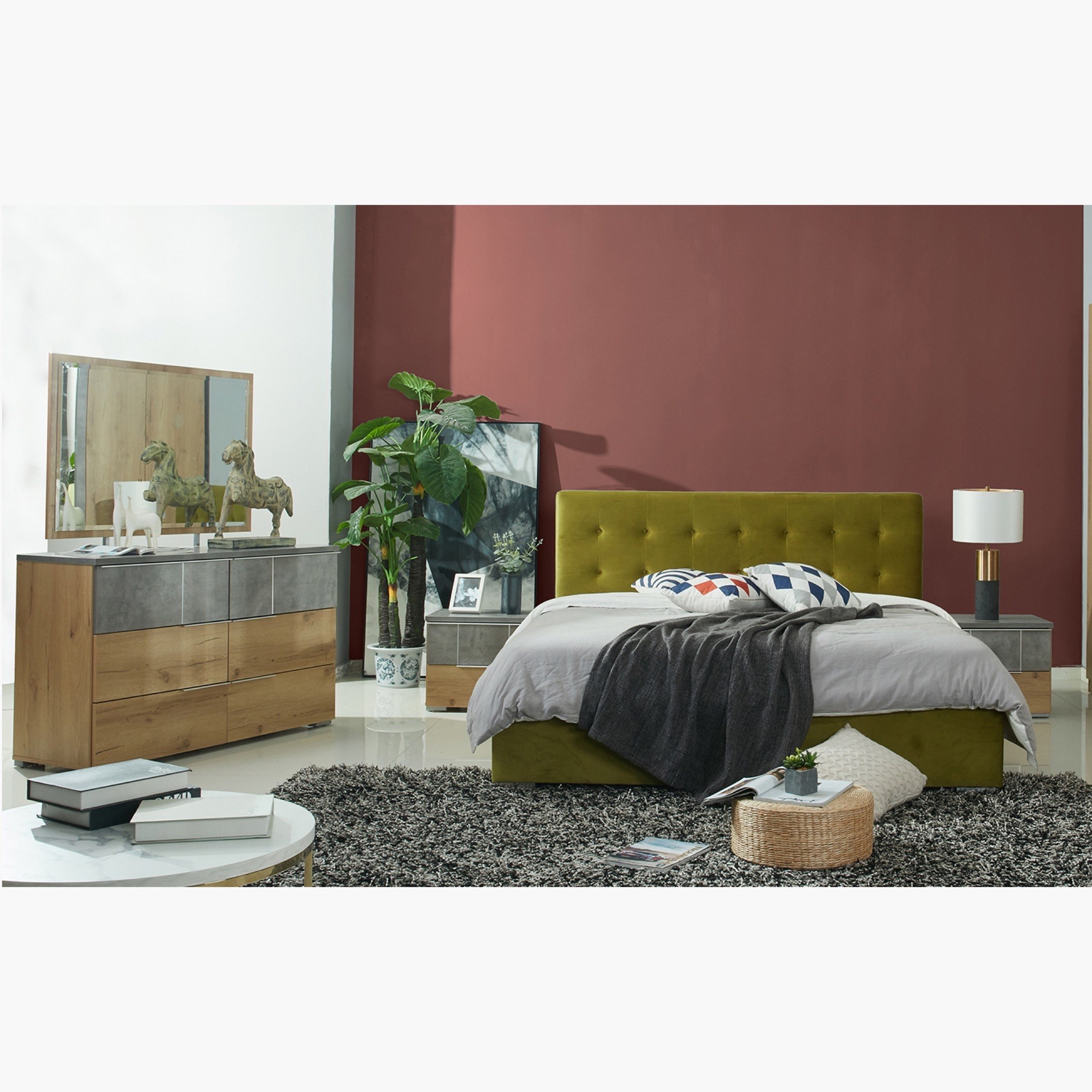 طقم غرفة نوم كينج 5 قطع من نورماندي - 180x200 سم-hbxbedroom-bedsandbedsets-bedroomsets-king-image-1