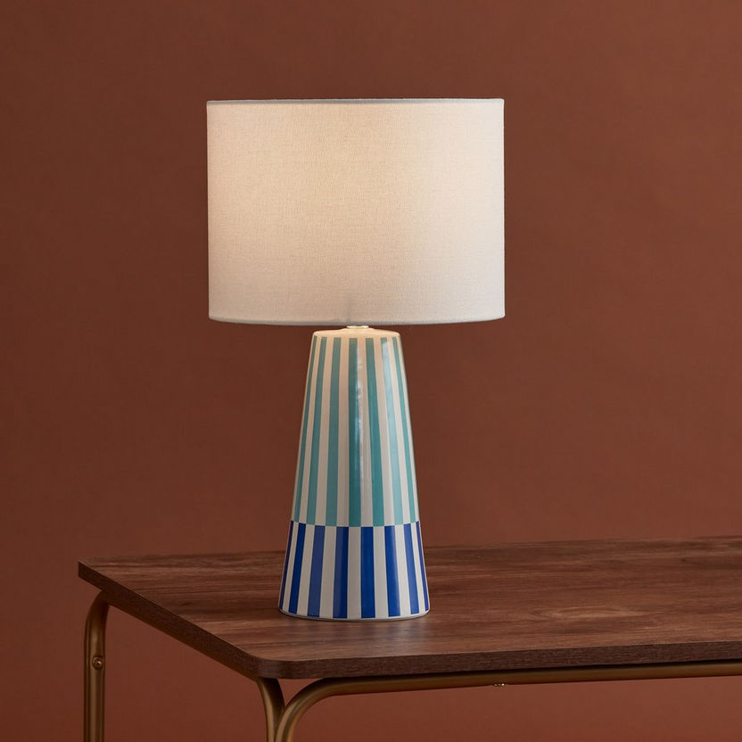 Valerie Ceramic Striped Table Lamp - 25x25x45 cm-Table Lamps-image-1