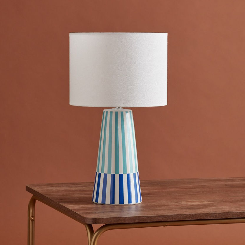 Valerie Ceramic Striped Table Lamp - 25x25x45 cm-Table Lamps-image-0
