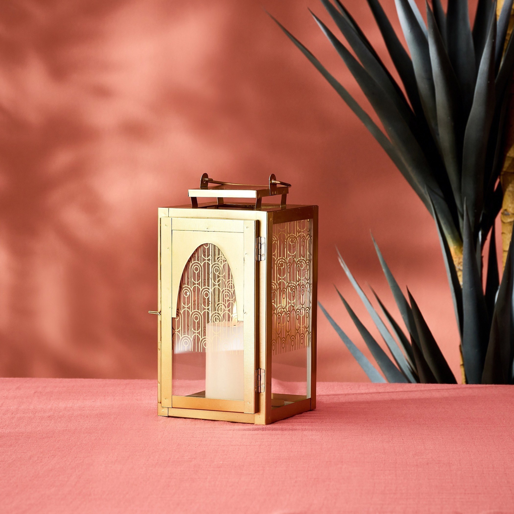 Aykiz Metal Tall Square Lantern - 13x13x25 cm-hbxdecorandfurnishings-homeaccessories-lanterns-image-1