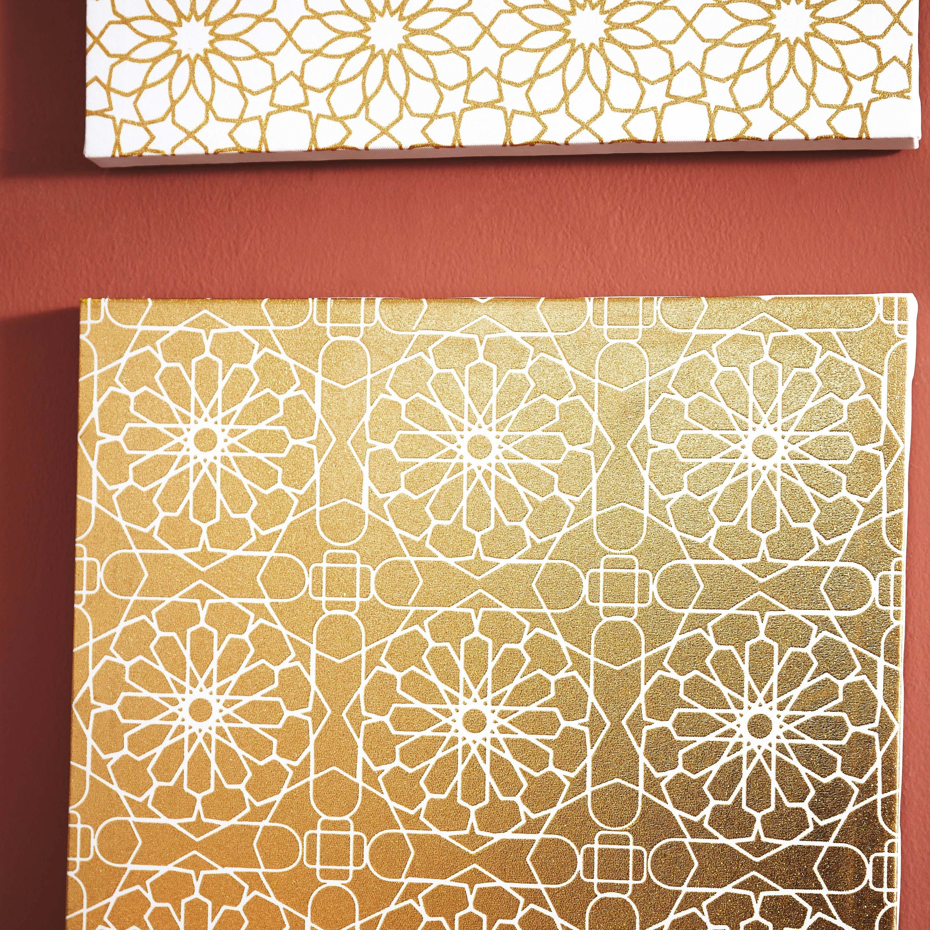 طقم لوحات حائط كانفاس مؤطرة بتصميم رقائق معدنية 4 قطع من دمشق - 30x2x30 سم-hbxhomeware-hbxdecorandfurnishings-image-4