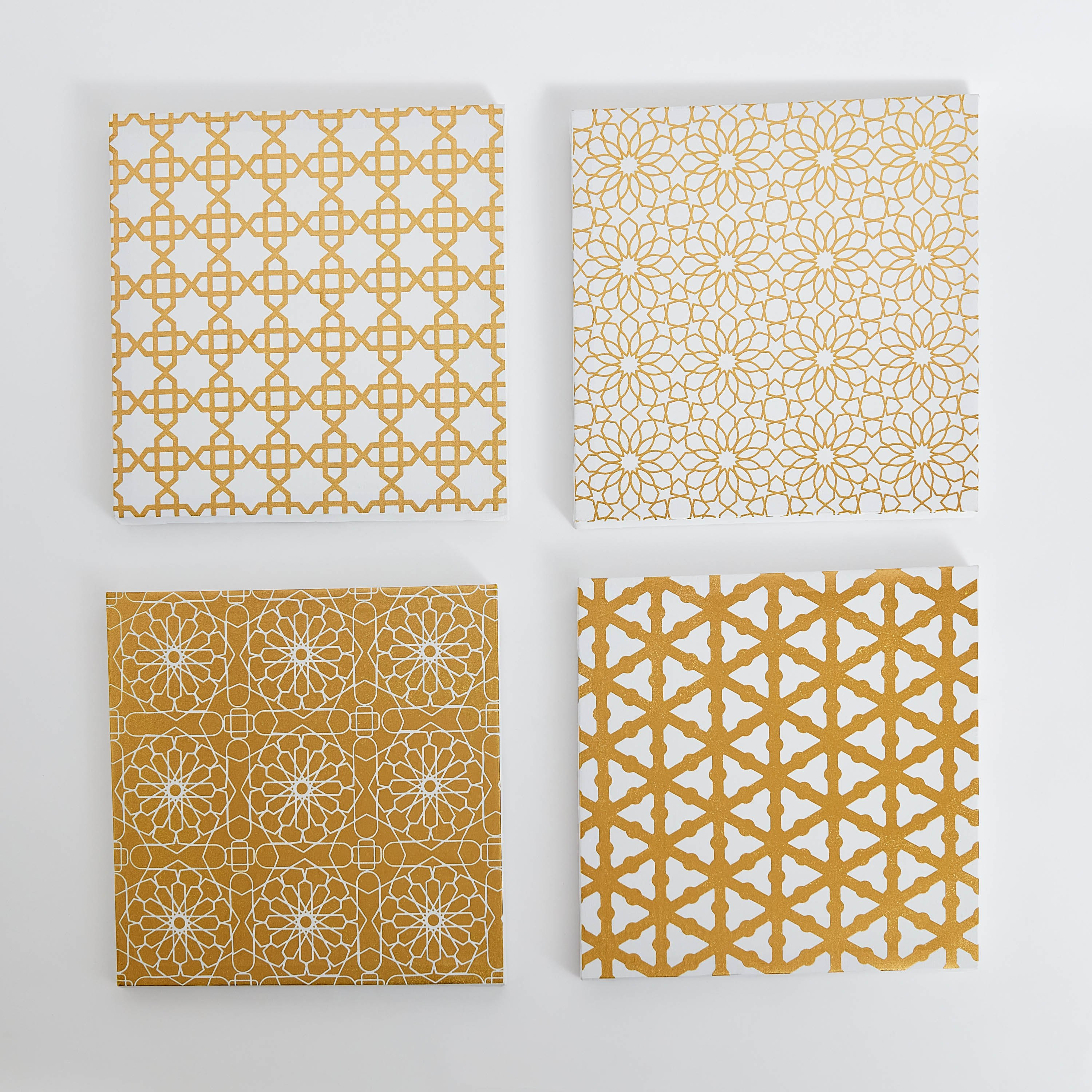 طقم لوحات حائط كانفاس مؤطرة بتصميم رقائق معدنية 4 قطع من دمشق - 30x2x30 سم-hbxhomeware-hbxdecorandfurnishings-image-6