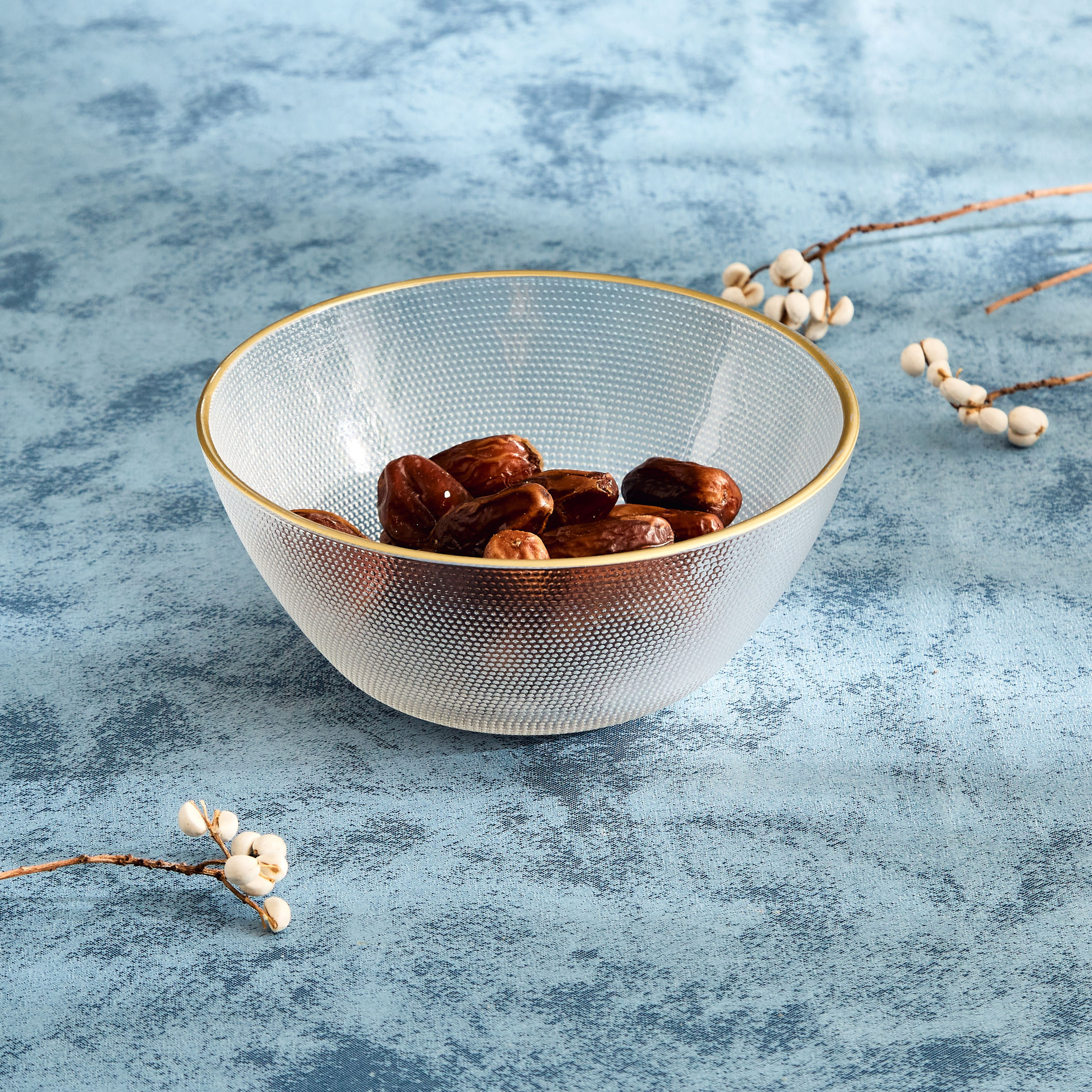 Festive Glass Bowl with Gold Line - 15 cm-hbxdecorandfurnishings-tabletop-serveware-image-1