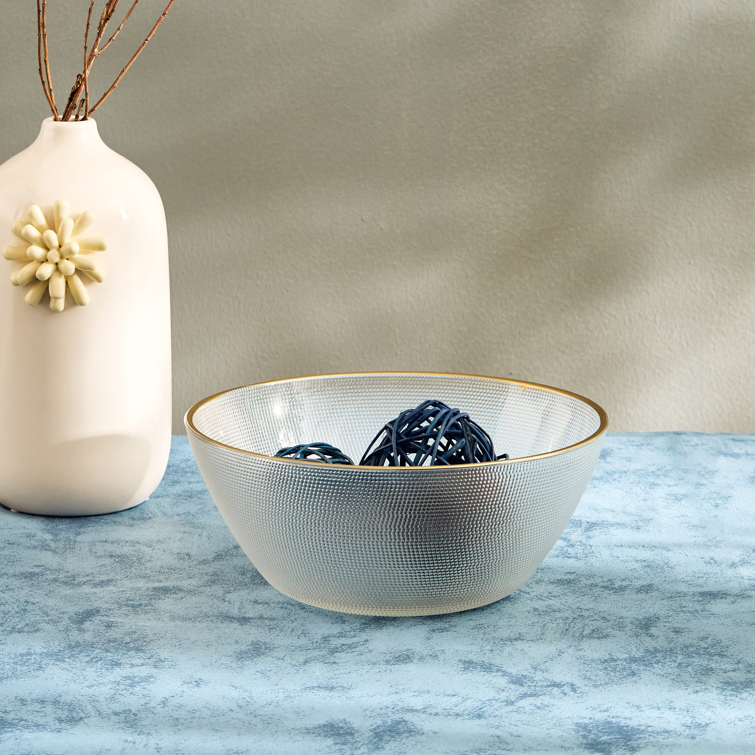 Festive Glass Bowl with Metallic Line - 22.6 cm-hbxdecorandfurnishings-tabletop-serveware-image-1