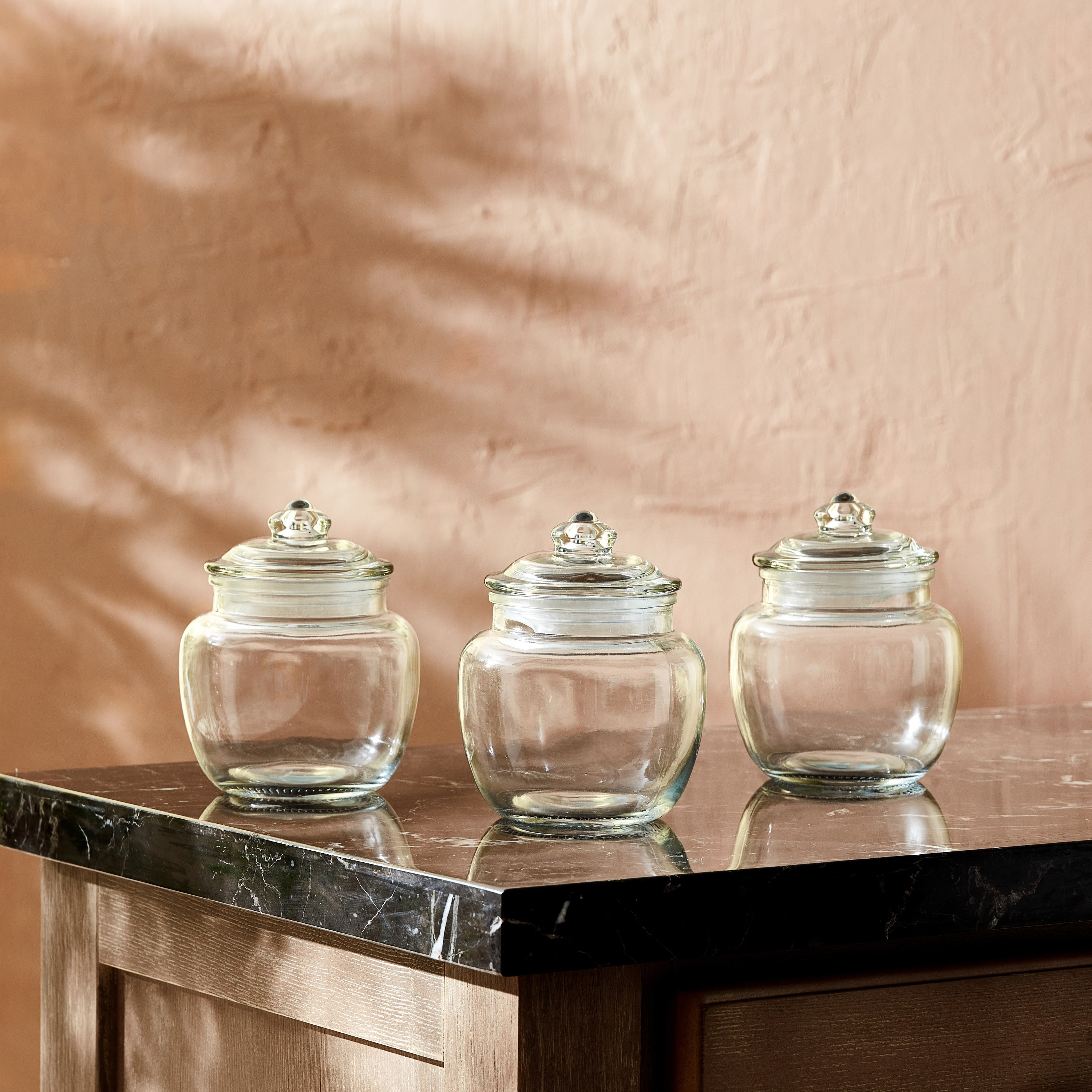 Atlanta 3-Piece Belly Glass Jar Set - 600 ml-hbxhomeware-hbxkitchen-image-1