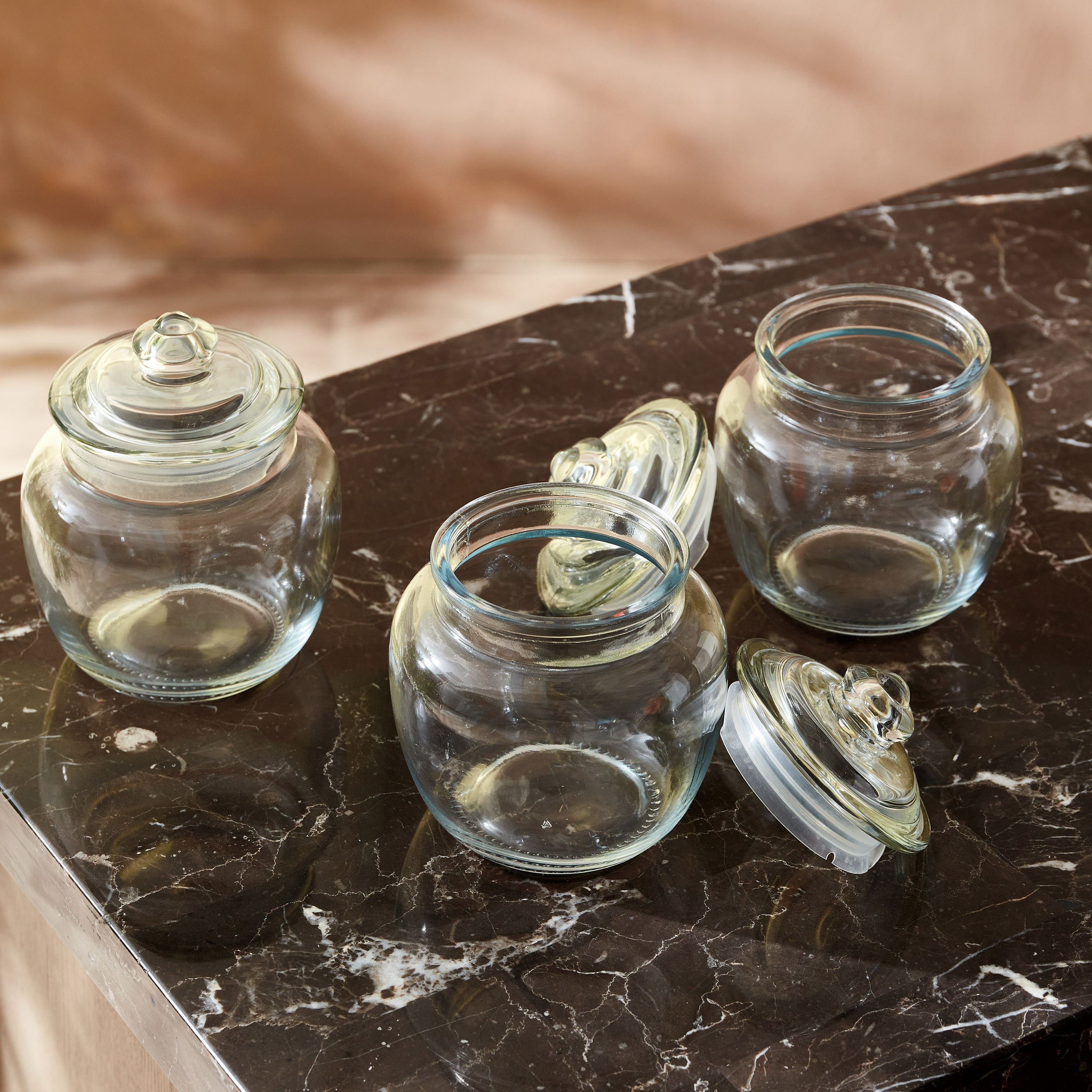 Atlanta 3-Piece Belly Glass Jar Set - 600 ml-hbxhomeware-hbxkitchen-image-2