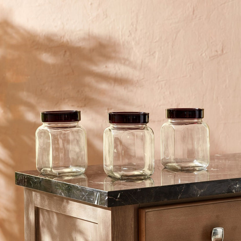 Atlanta 3-Piece Cerise Glass Jar Set - 1.2 L-Containers and Jars-image-0