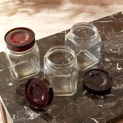 Atlanta 3-Piece Cerise Glass Jar Set - 1.2 L