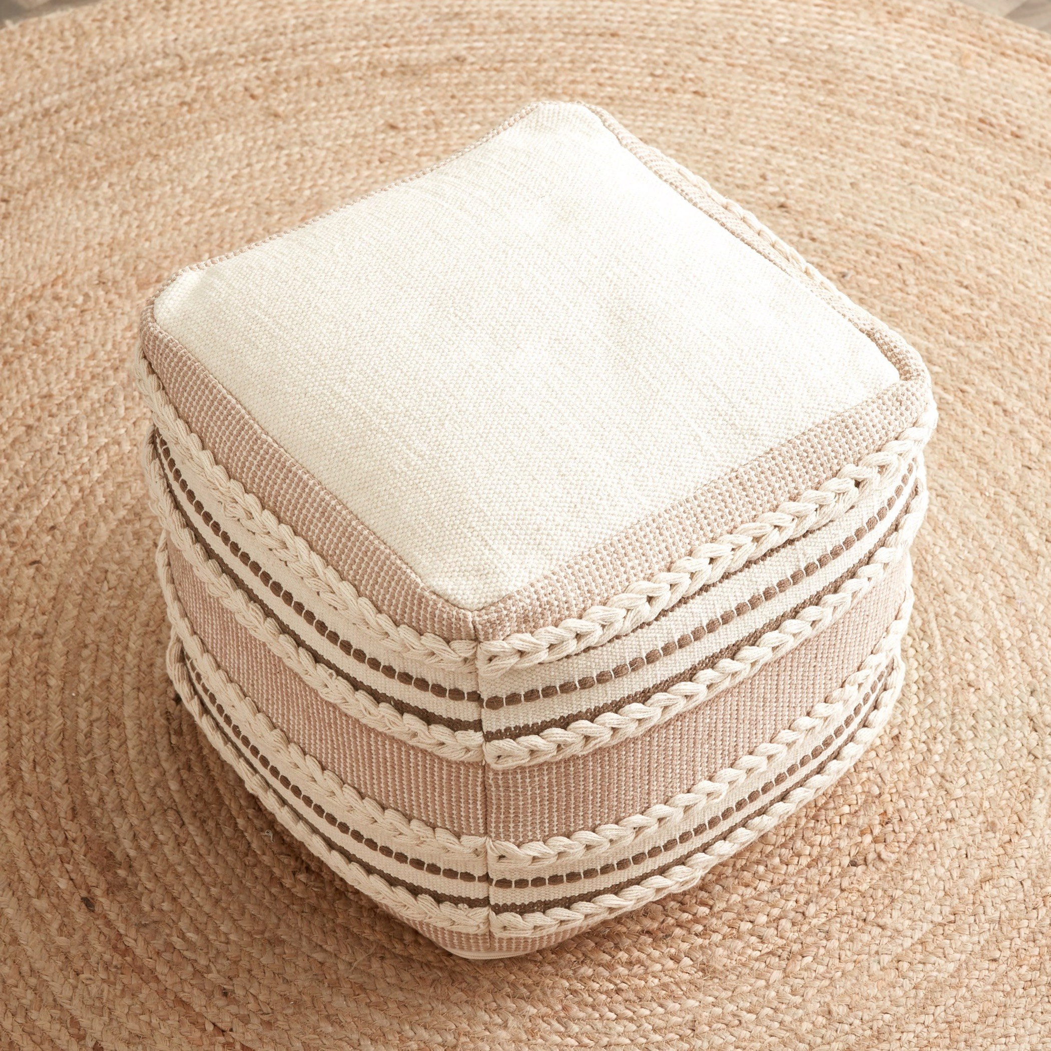 مقعد بوف قطن مصنوعة يدويًا من ريا - 40x40x40 سم-hbxlivingroom-sofasandarmchairs-ottomansandfootstools-image-2