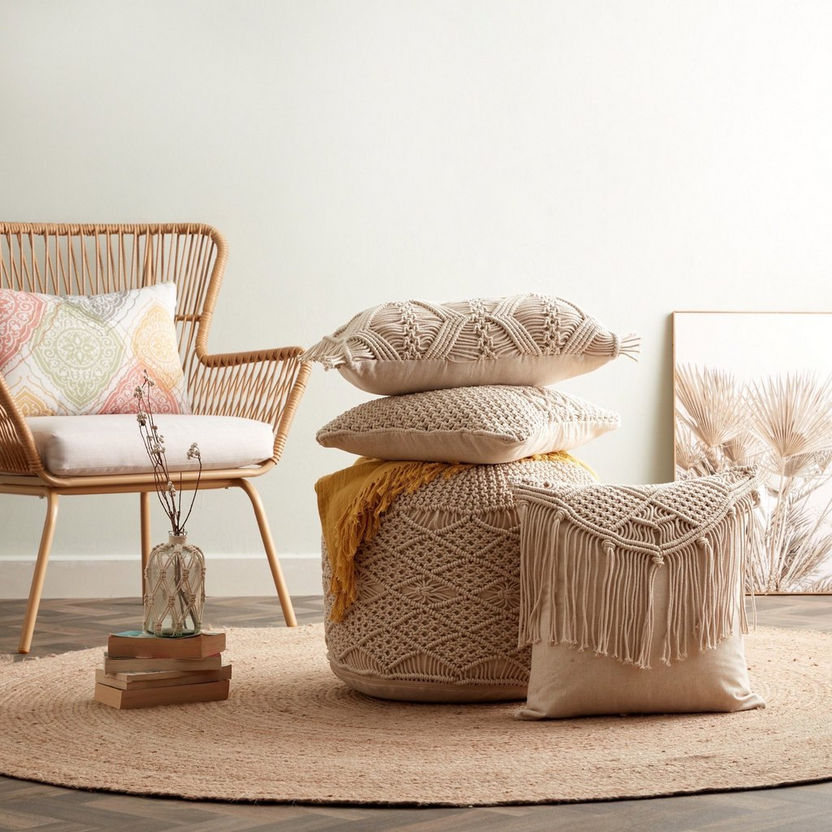 Akira Cotton Handmade Filled Cushion - 45x45 cm-Filled Cushions-image-4