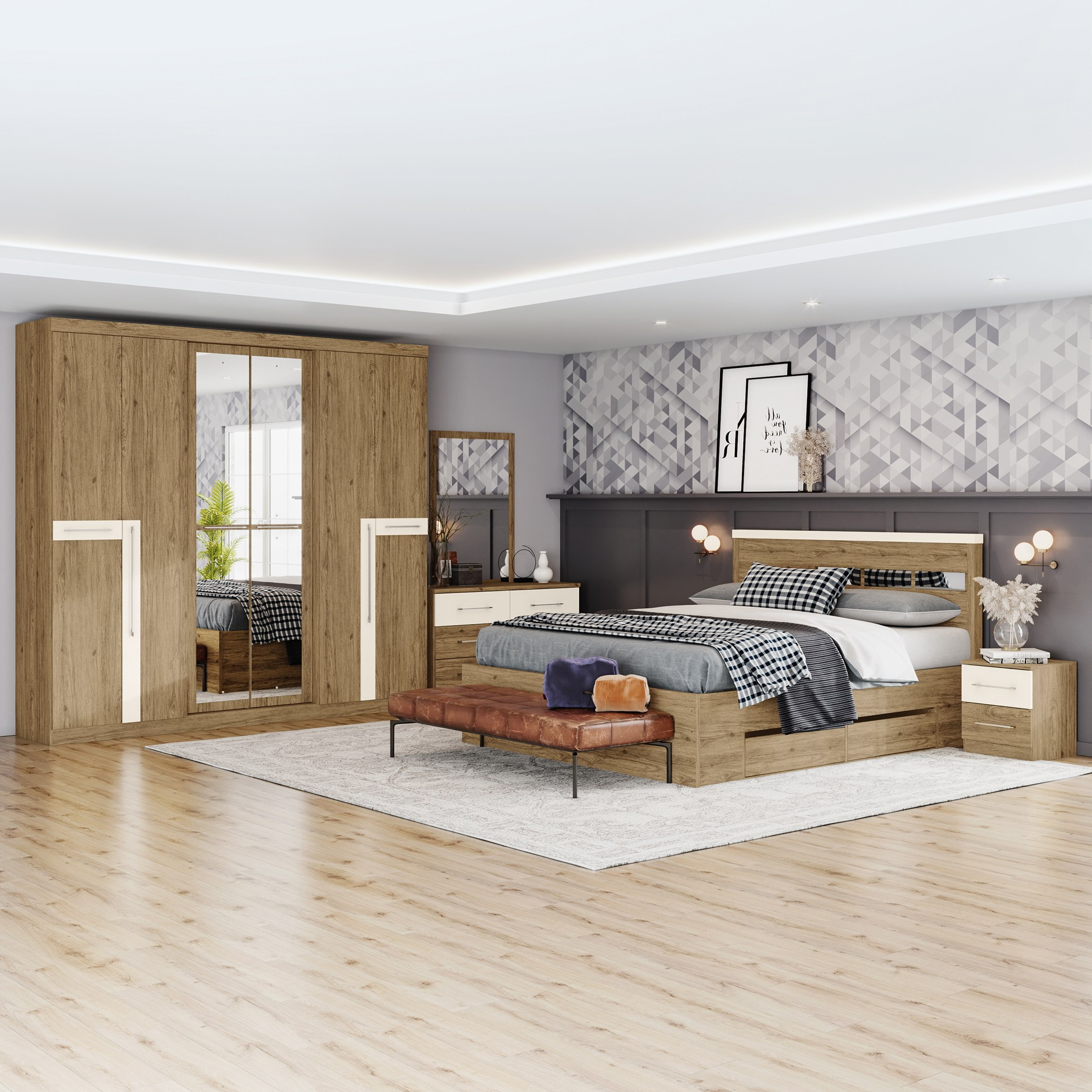 Buy Brasilia 5-Piece King Bedroom Set - 180x200 cm Online in KSA 