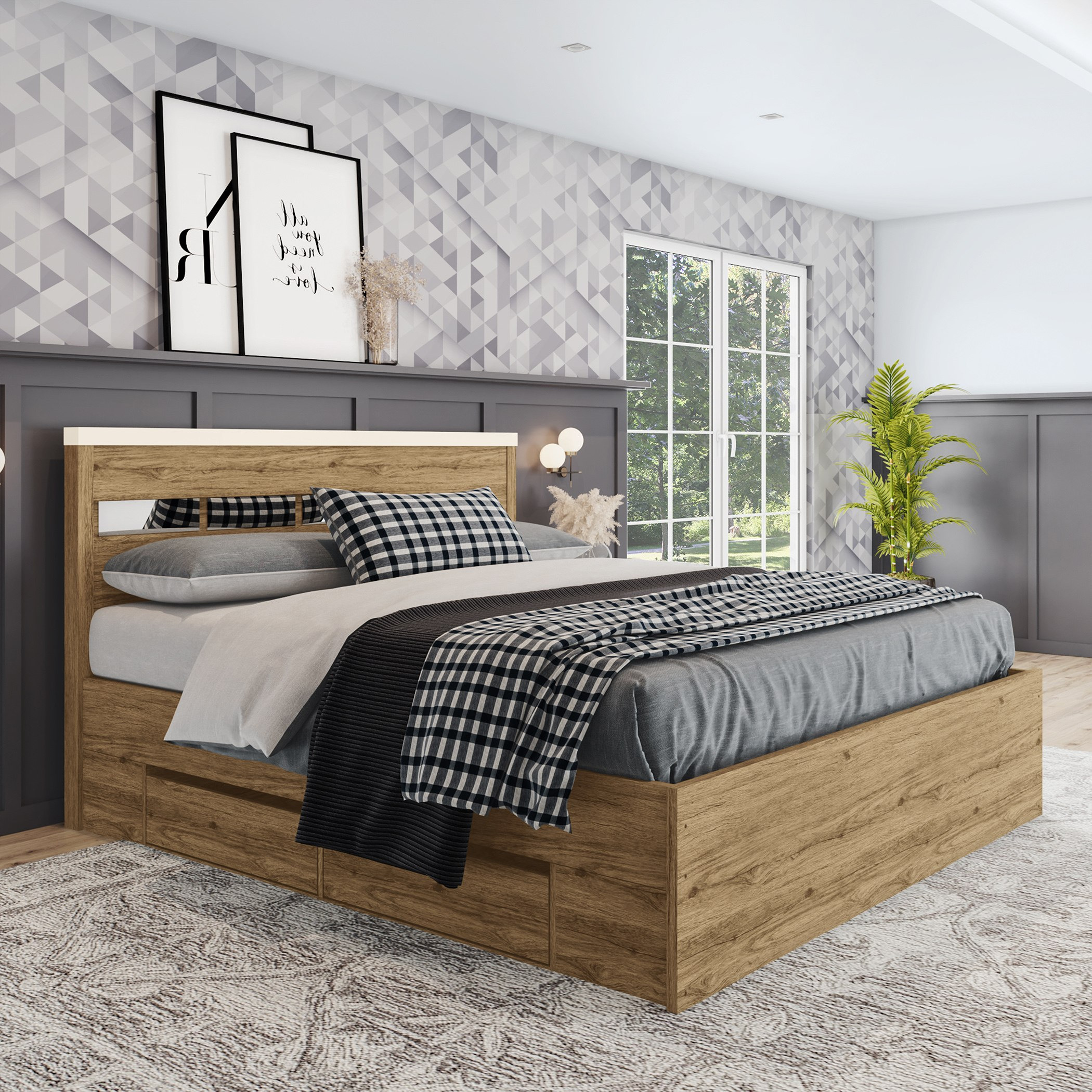 طقم غرفة نوم كينج 4 قطع دون مرآة من براسيليا - 180x200 سم-hbxbedroom-bedsandbedsets-bedroomsets-king-image-2