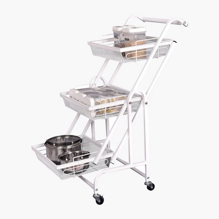 Rio Foldable Metal Storage Cart - 44x30x94.5 cm-Kitchen Racks and Holders-image-1