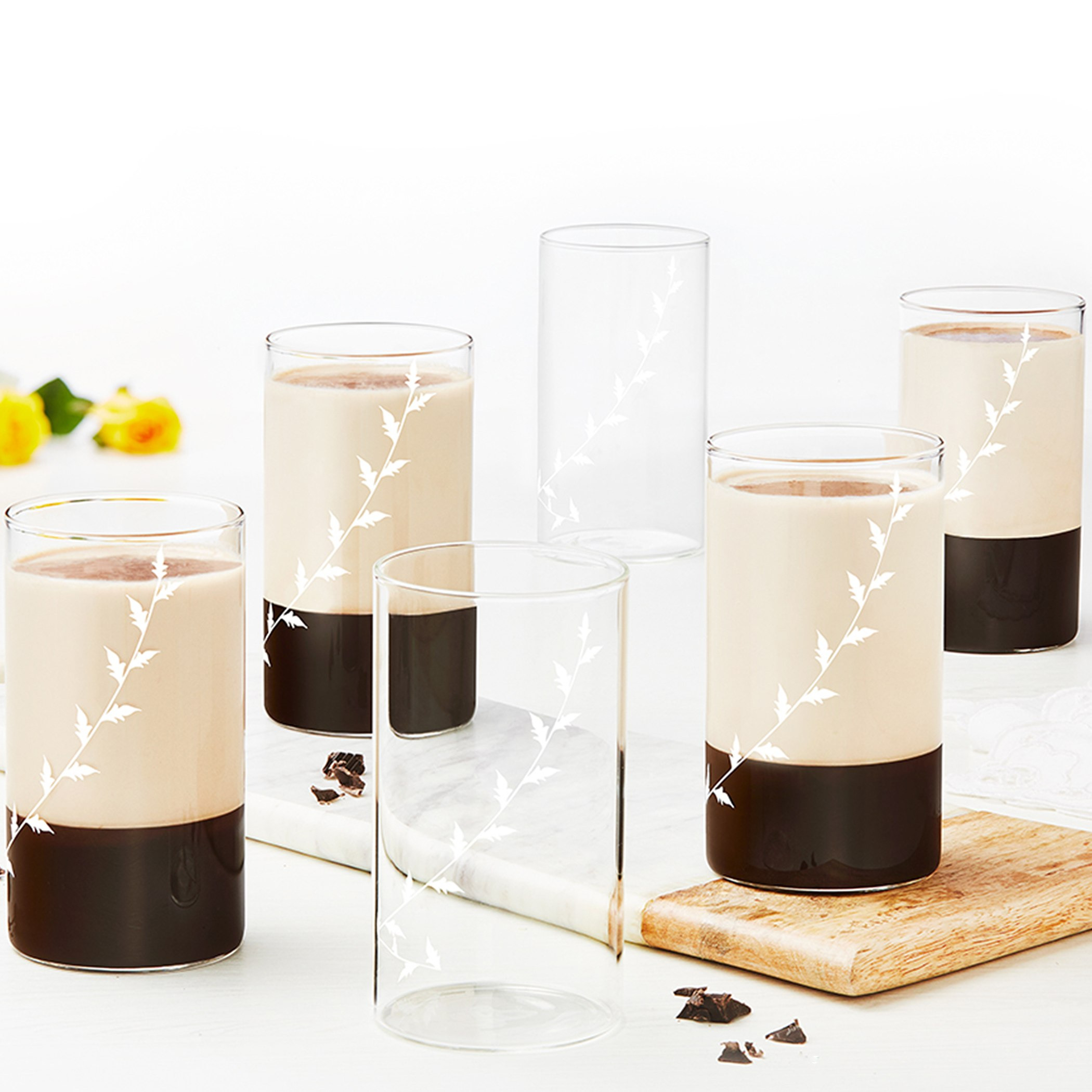 طقم أكواب زجاجية 6 قطع  مع كريب أبيض من بوروسيل - 350 مل-hbxhomeware-hbxkitchen-image-1