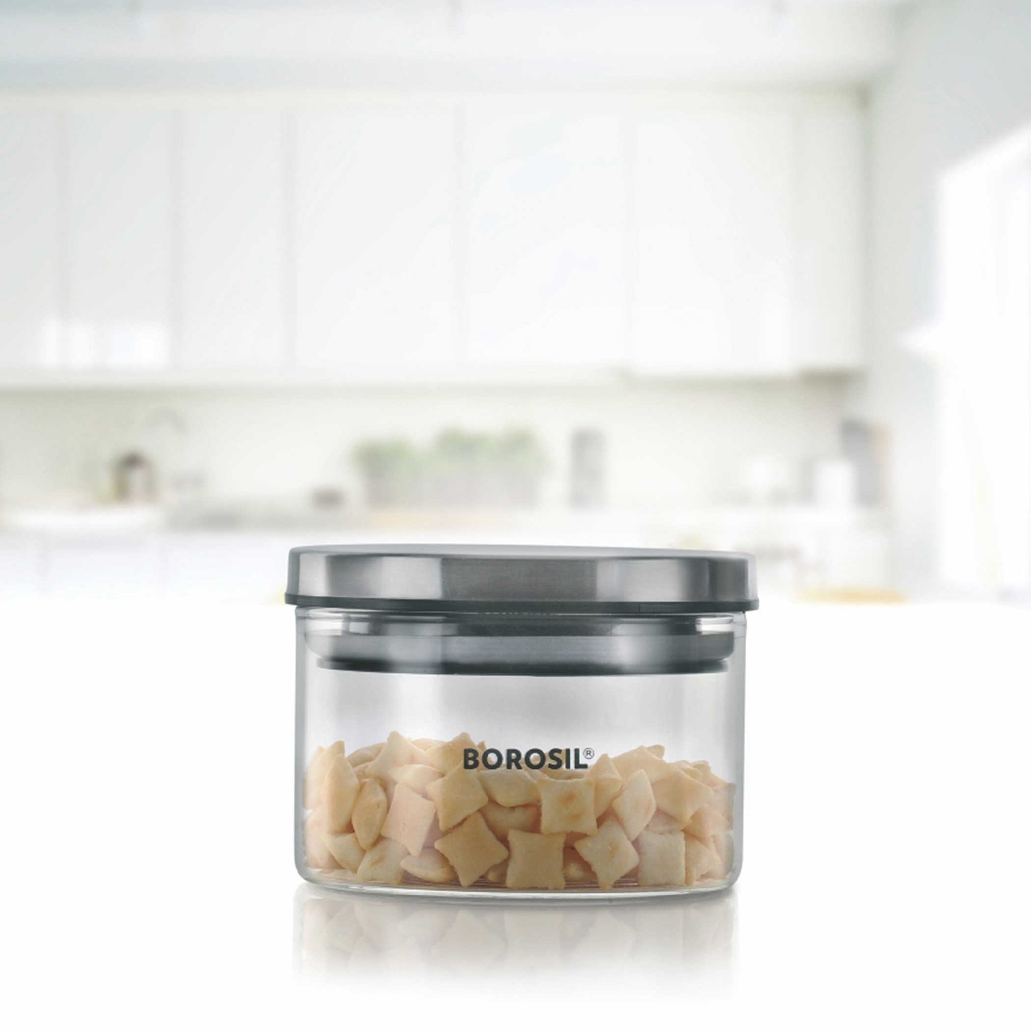 Borosil Classic Jar with Steel Lid - 300 ml-hbxhomeware-hbxkitchen-image-1