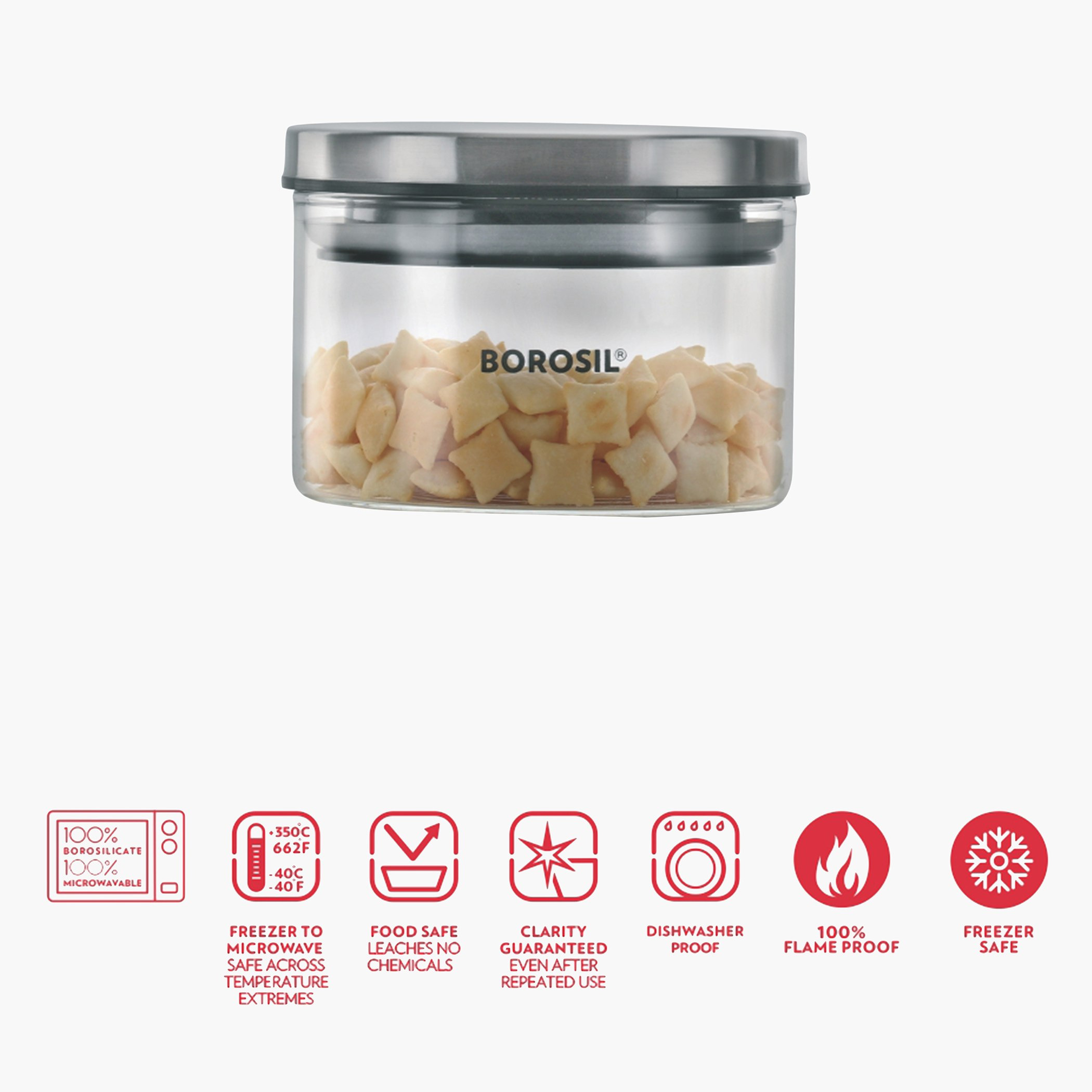 Borosil Classic Jar with Steel Lid - 300 ml-hbxhomeware-hbxkitchen-image-4
