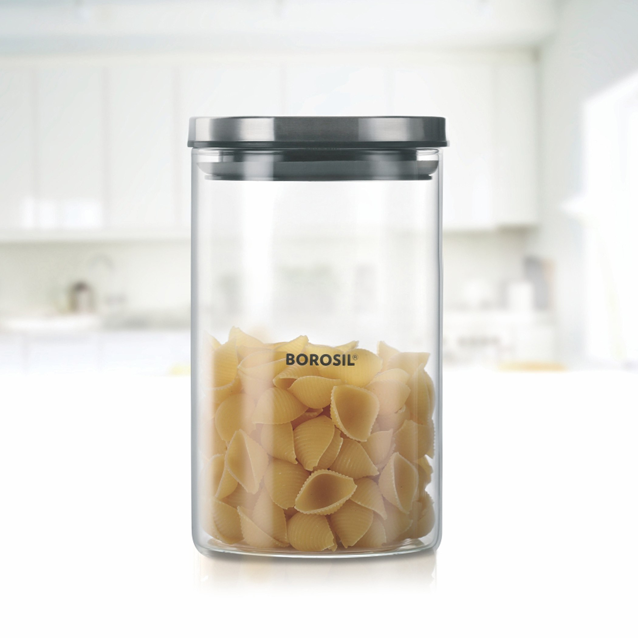 Borosil Classic Jar with Steel Lid - 900 ml-hbxhomeware-hbxkitchen-image-1
