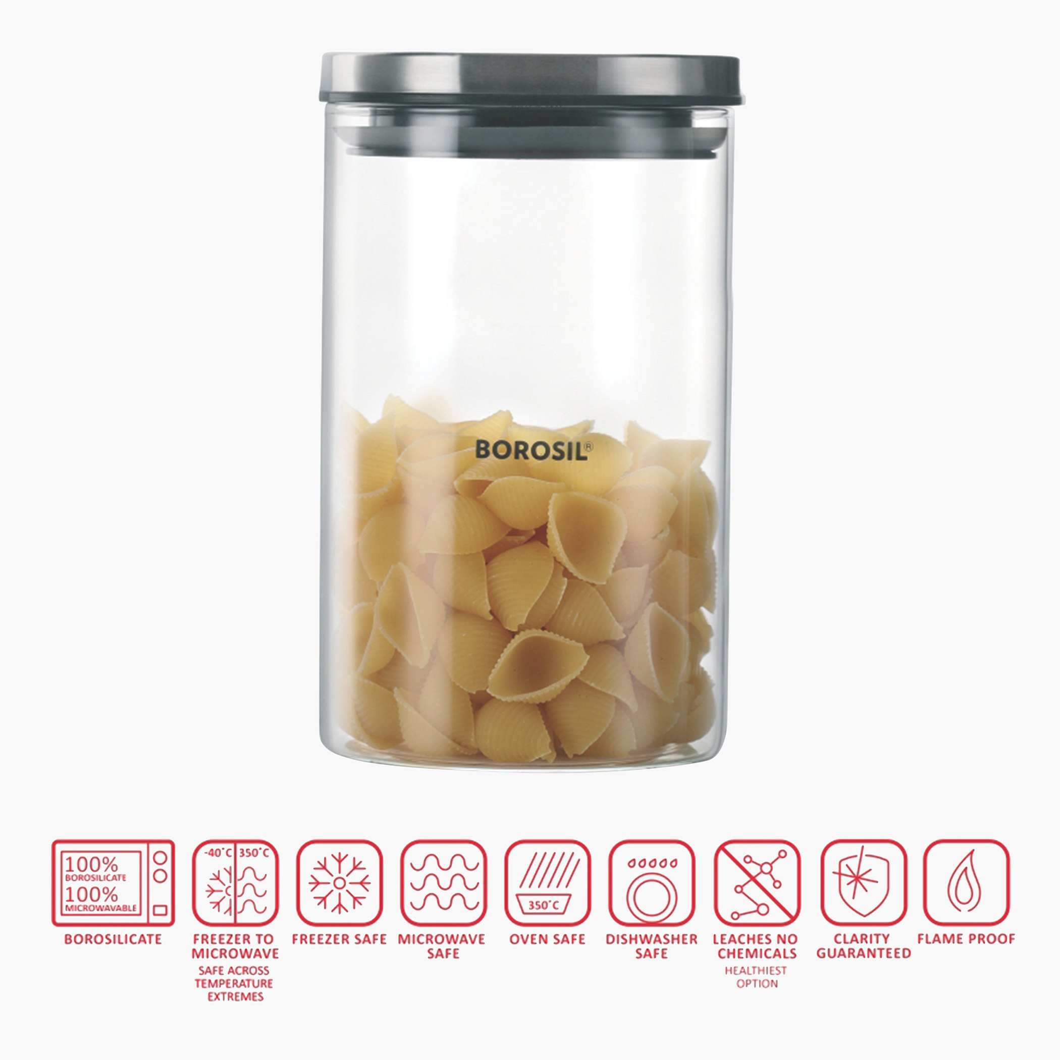 Borosil Classic Jar with Steel Lid - 900 ml-hbxhomeware-hbxkitchen-image-4