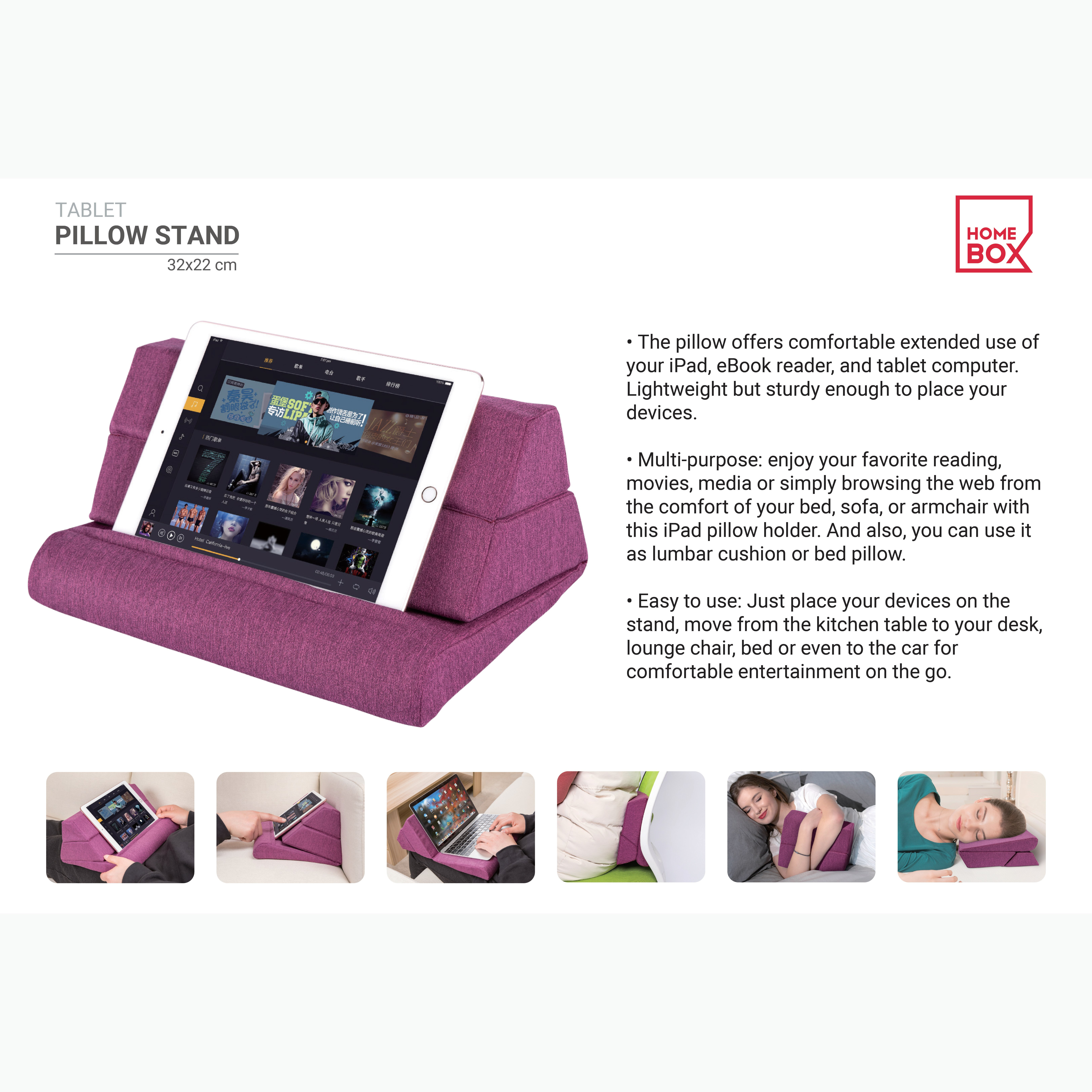Multi-Purpose Smart Pillow - 32x22 cm-hbxdecorandfurnishings-bedding-duvetsandpillows-image-2