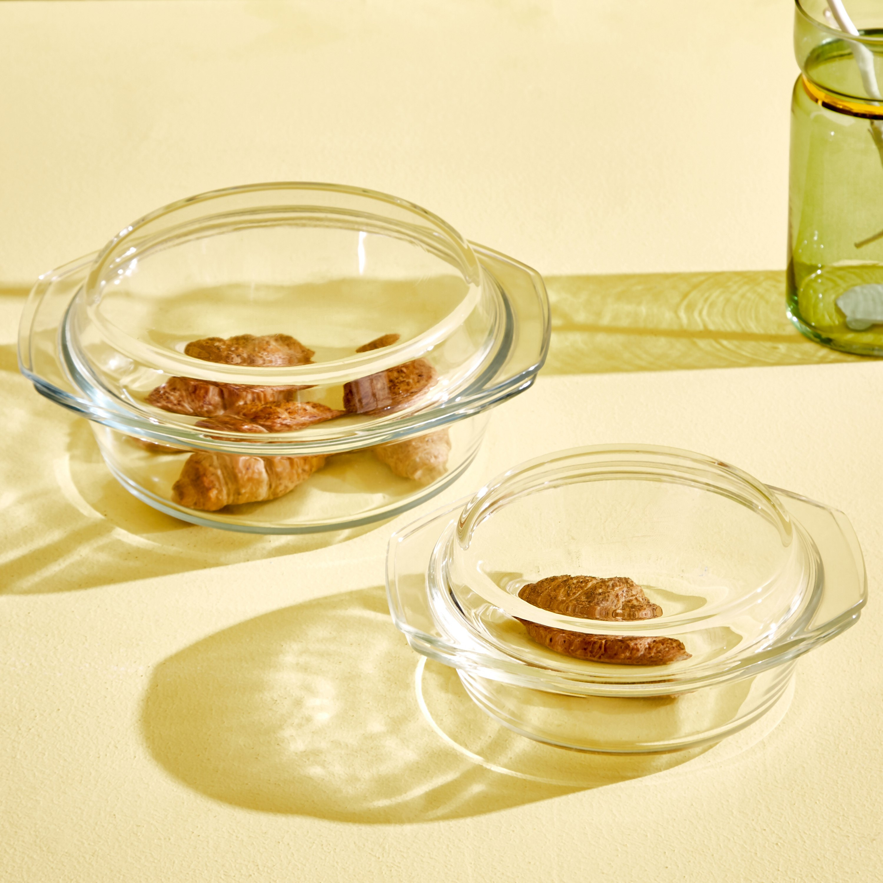 طقم كسرولة بوروسيليكات بغطاء آمن للاستخدام في الفرن- قطعتين-hbxkitchen-bakeware-image-1