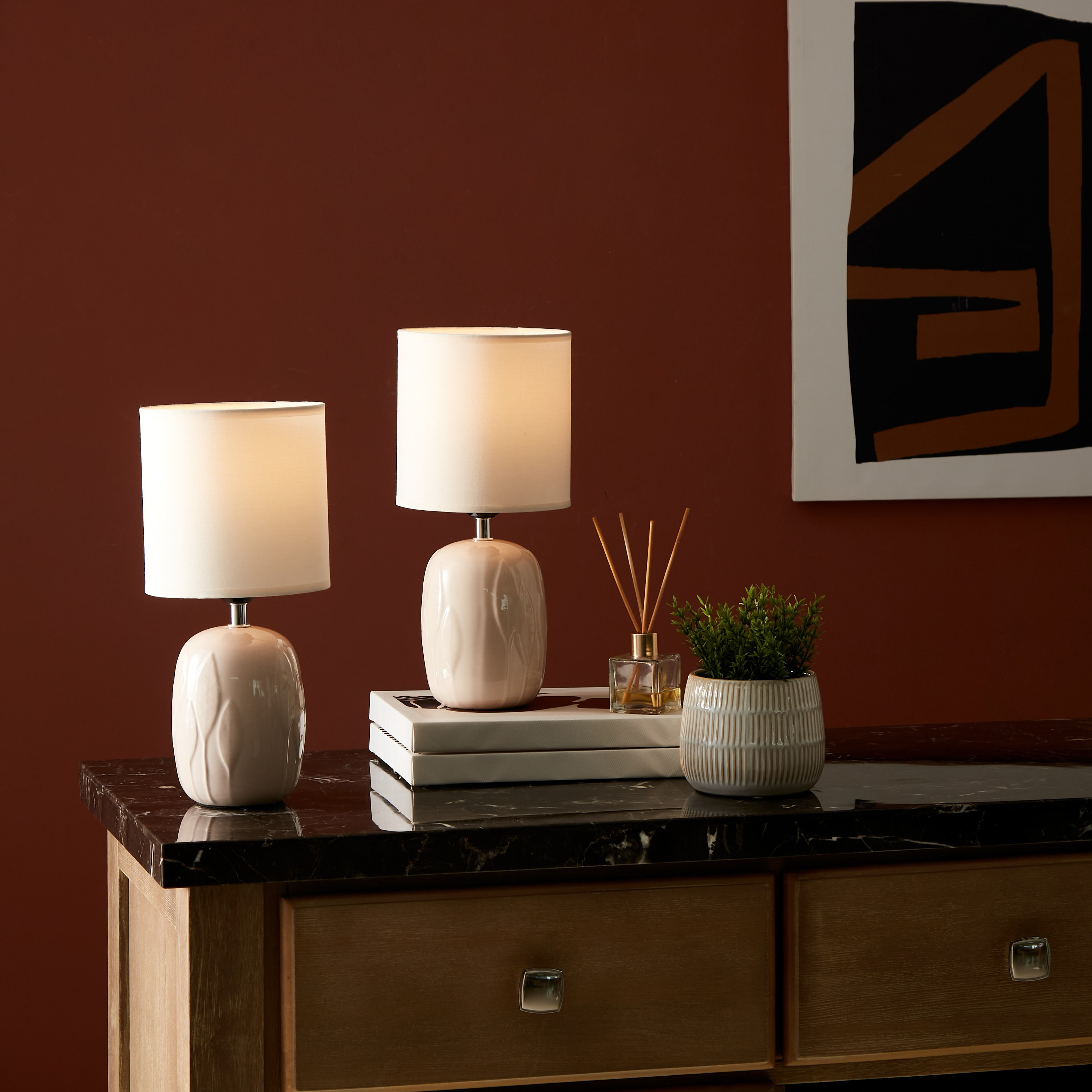 طقم مصباح طاولة سيراميك قطعتين من سكايلار - 20x20x29 سم-hbxlivingroom-lighting-tablelamps-image-5