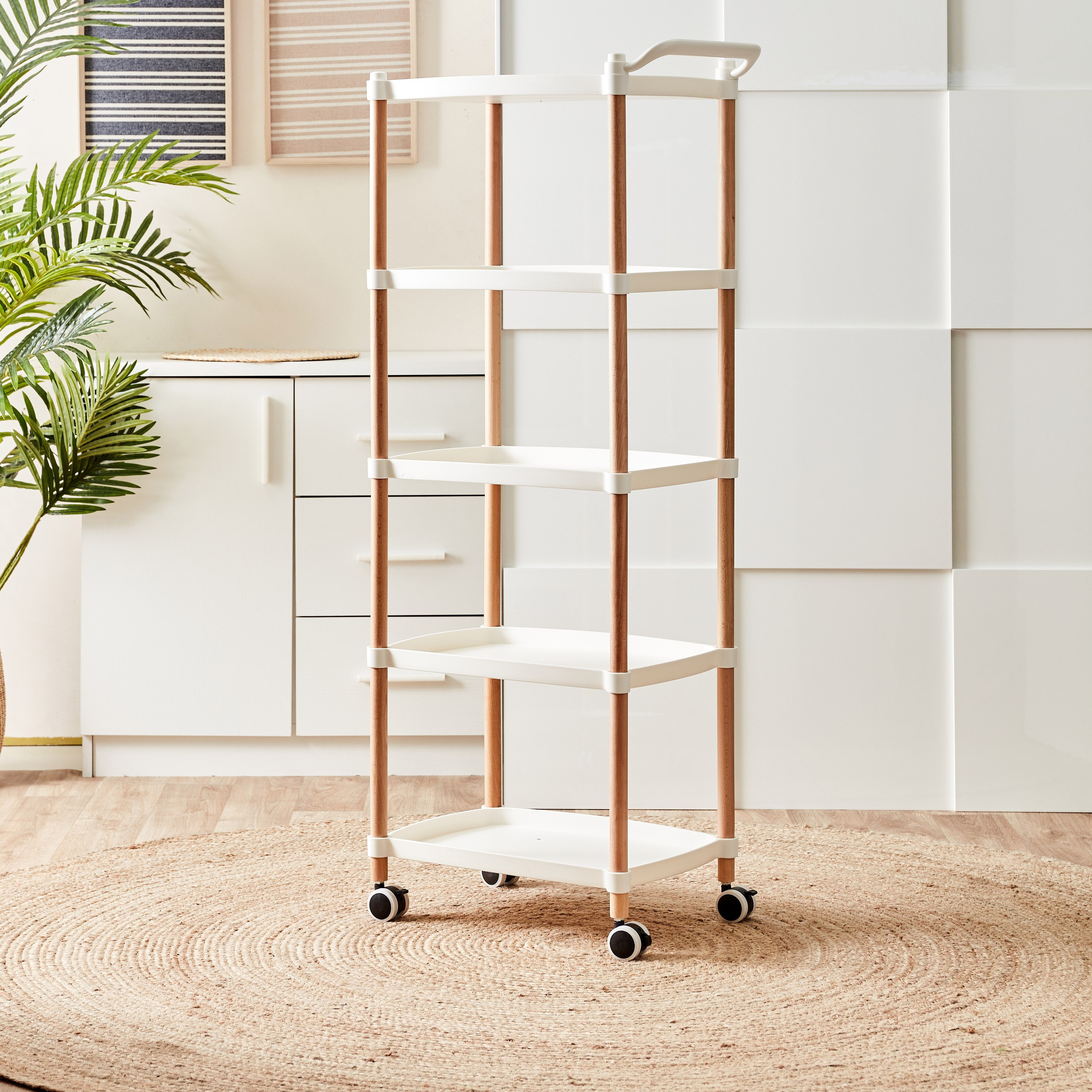 رف تخزين متعدد الأغراض 5 مستويات من بيانكا - 46x33x126 سم-hbxlivingroom-tablesandstands-servingtrolleys-image-2